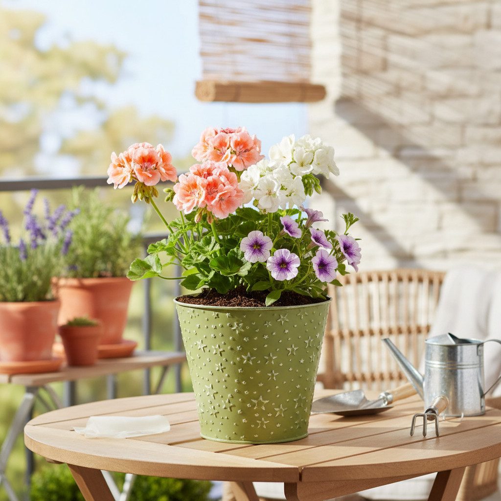 Florists Products Übertopf Metall Blumentopf mit Sternen Motiv für stilvolle Dekoration