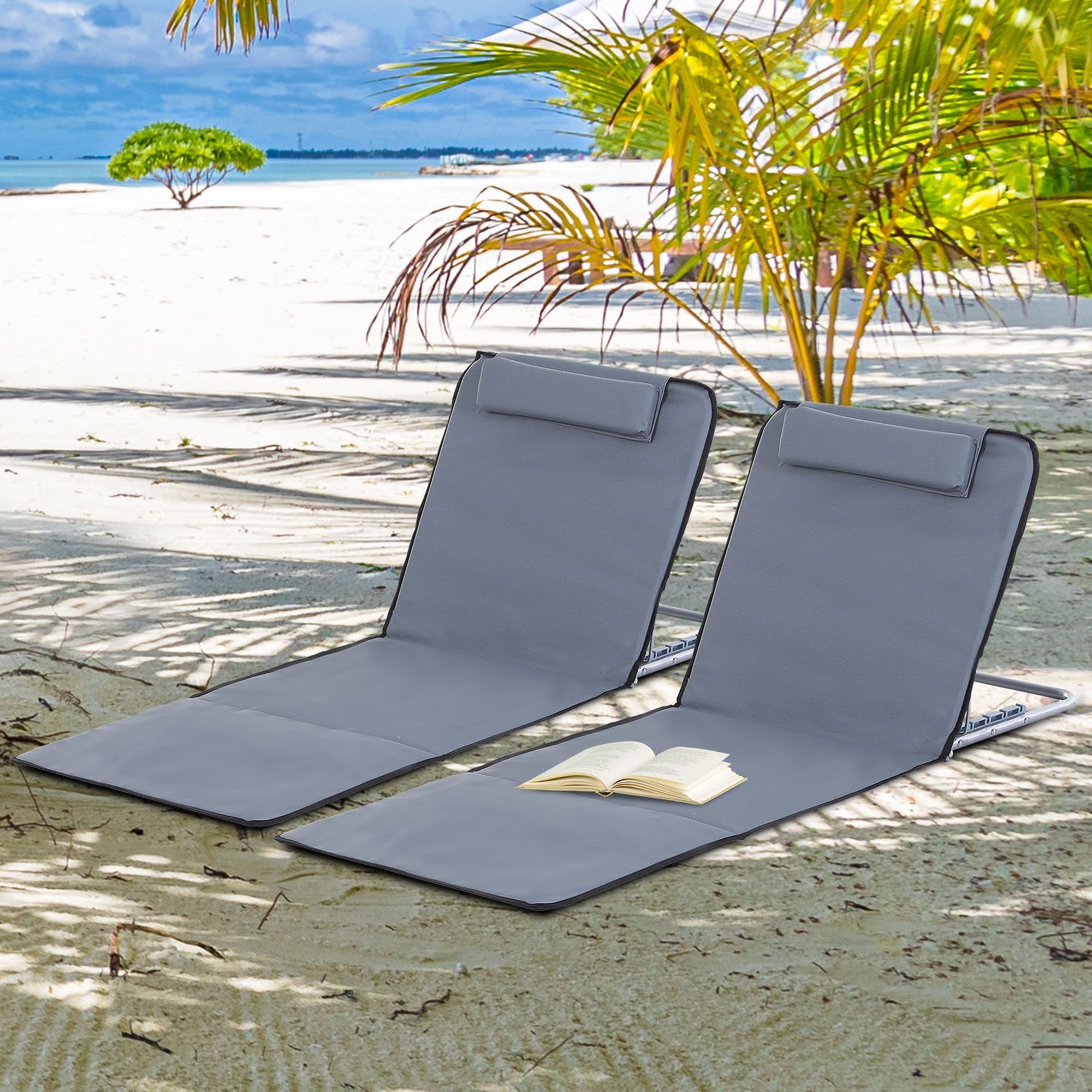 Outsunny Gartenliege Strandmatte mit Tragetasche, Faltbare günstig online kaufen