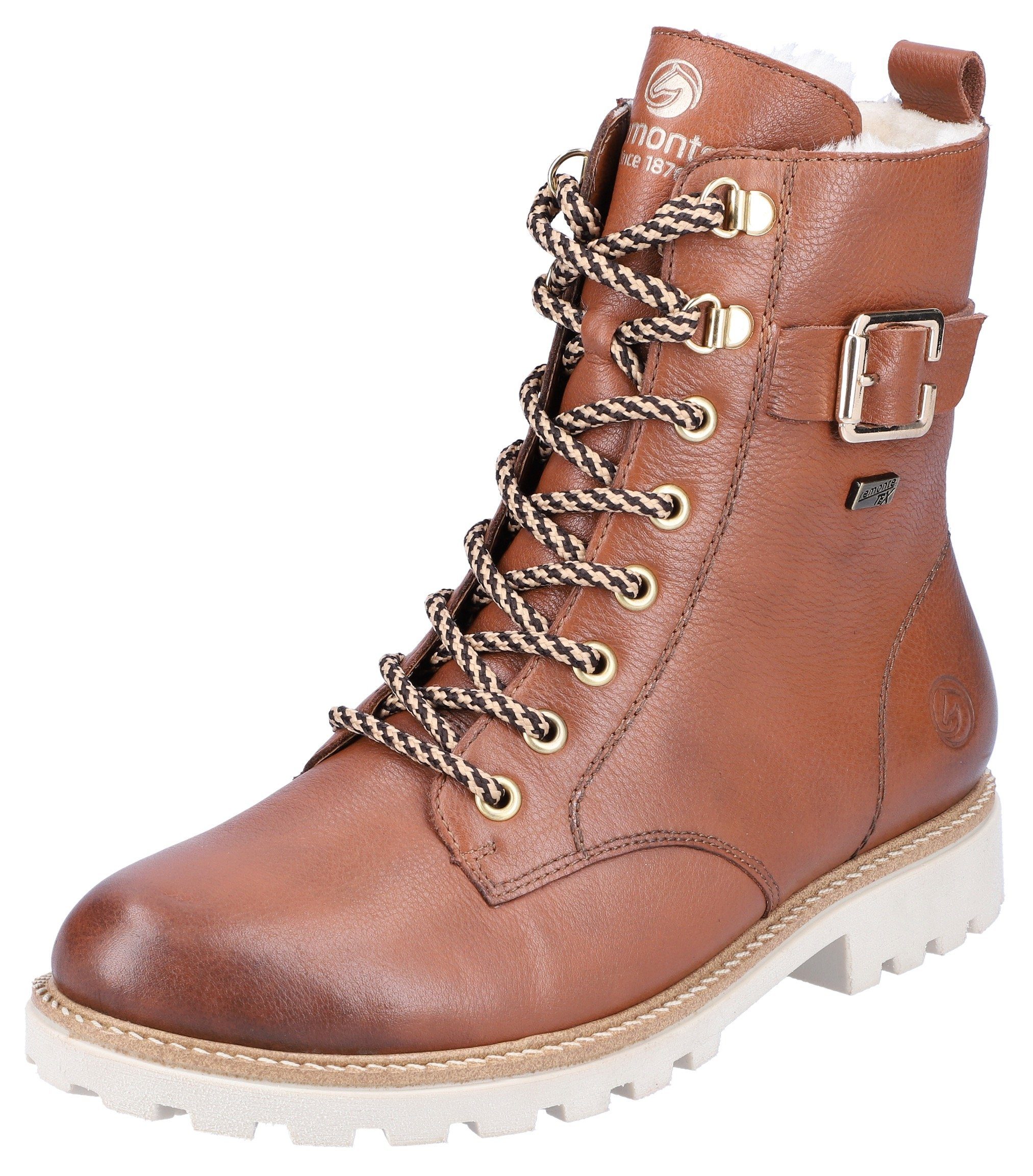 Remonte Winterboots, Blockabsatz, Schnürboots, Outdoorschuh mit Zierschnalle