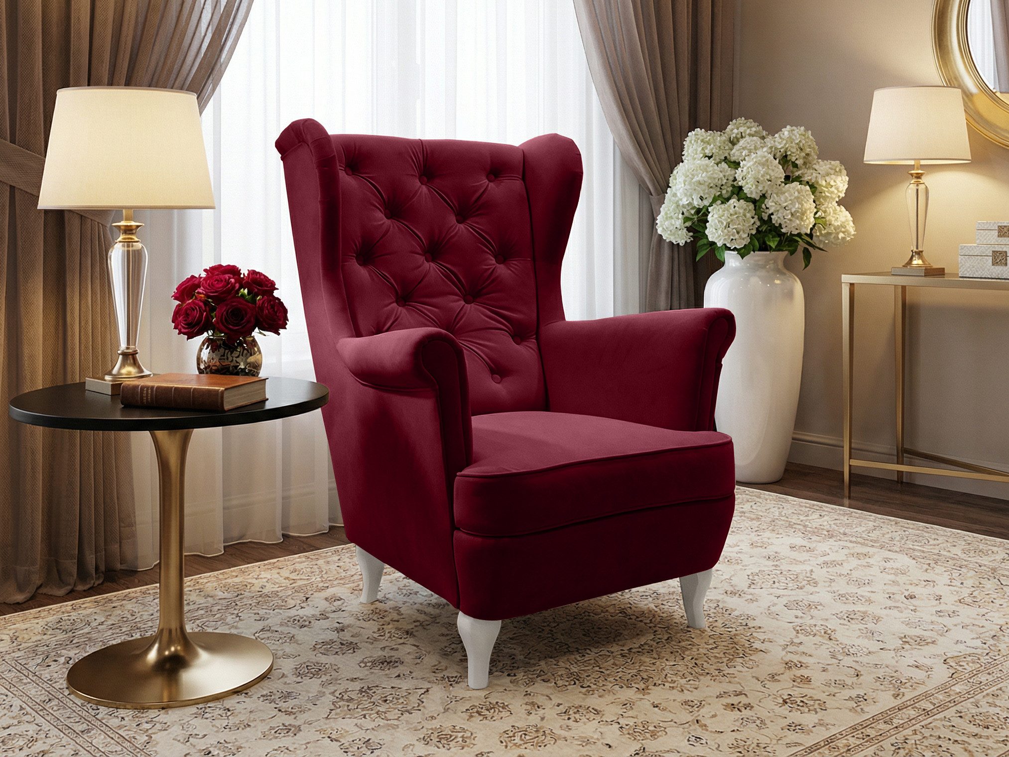 Beautysofa Ohrensessel Sessel FALCO Chesterfield Wohnzimmersessel Fernsehsessel