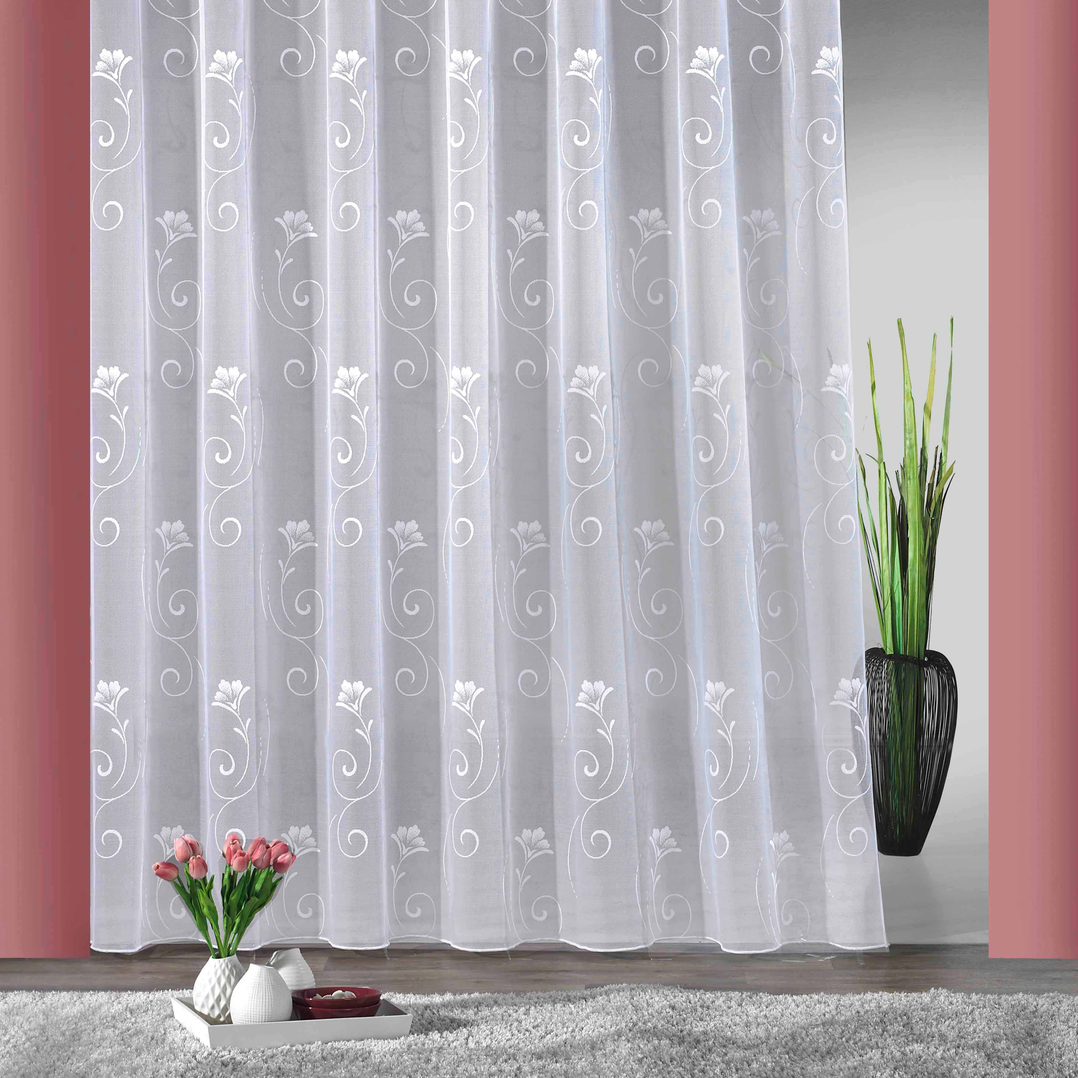 Weckbrodt Gardine Lilly, Smokband (1 St), halbtransparent, Jacquard, Jacquard, strukturiert, Allover, Motiv, floral, Bleiband, Store
