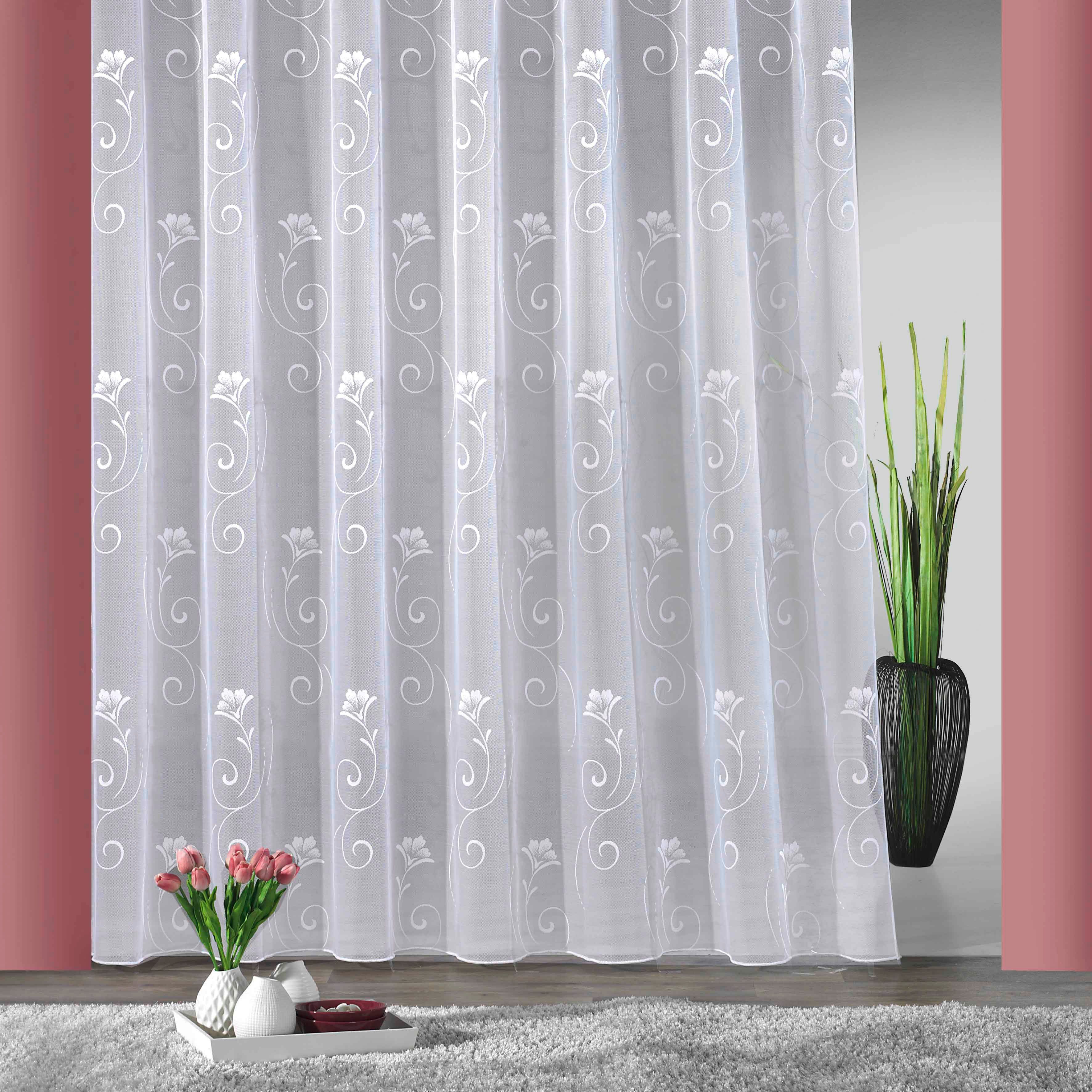 Solange der Vorrat reicht Gardine Lilly, Weckbrodt, Smokband (1 halbtransparent, Store, geblümt, St), Jacquard, Bleibandabschluss halbtransparent, floral, Jacquard