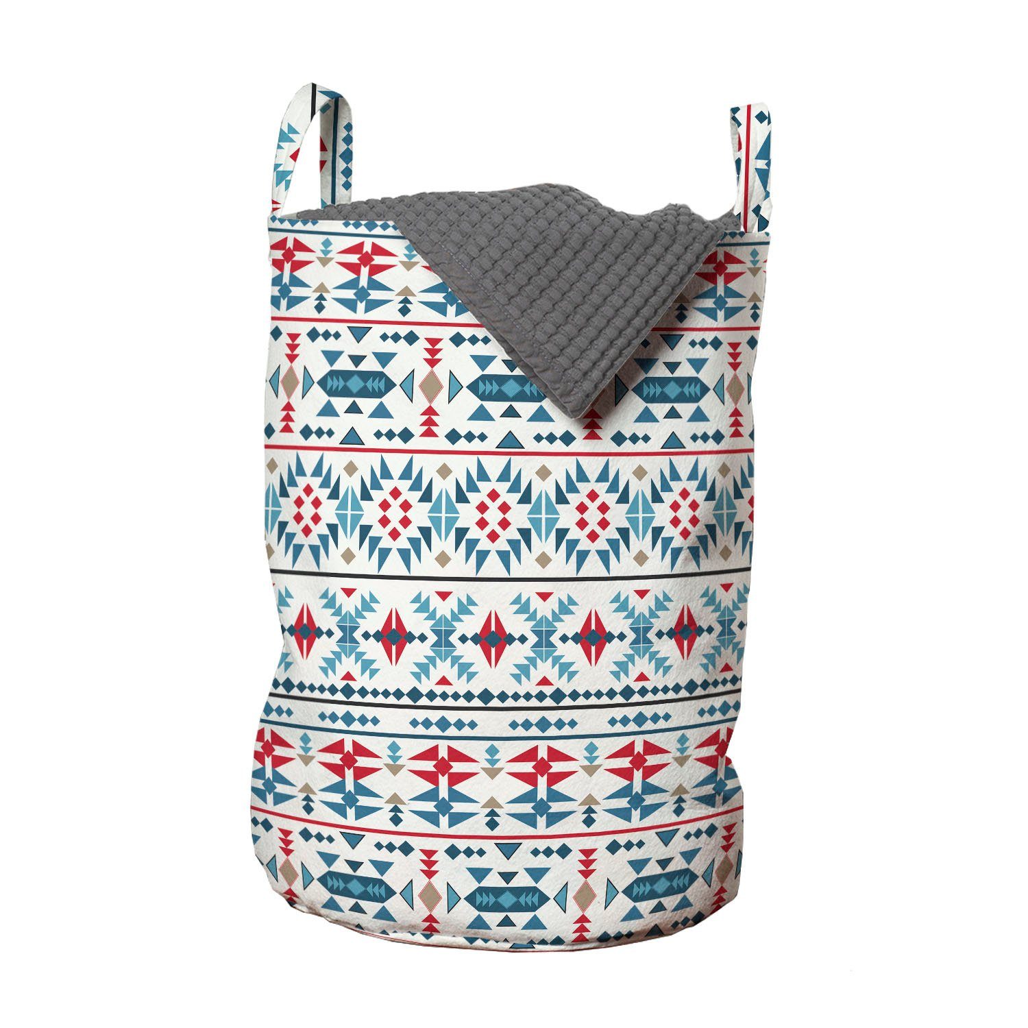 Abakuhaus Wäschesäckchen Wäschekorb mit Griffen Kordelzugverschluss für Waschsalons, Ethnisch Einheimische traditionelle Kunst