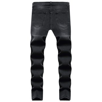 KIKI Dehnbund-Jeans Jeans lässig Slim kleine Füße Männer Loch Hose vielseitig Typ