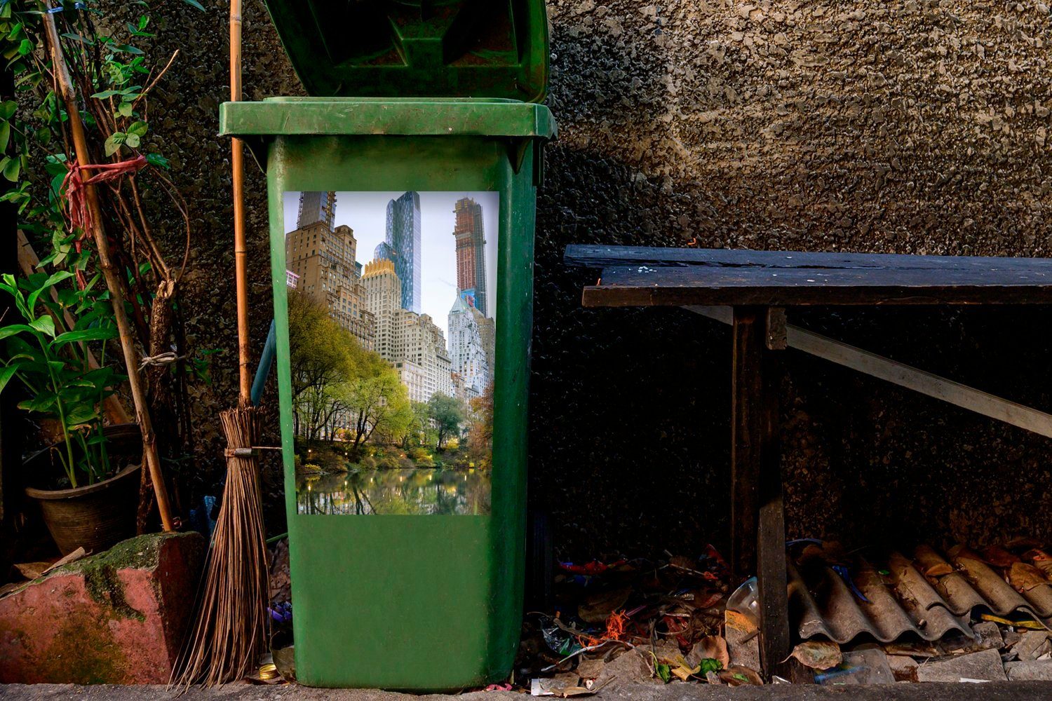 St), Container, York (1 Abfalbehälter Sticker, - Wandsticker Park Central MuchoWow Mülleimer-aufkleber, New Architektur Mülltonne, -