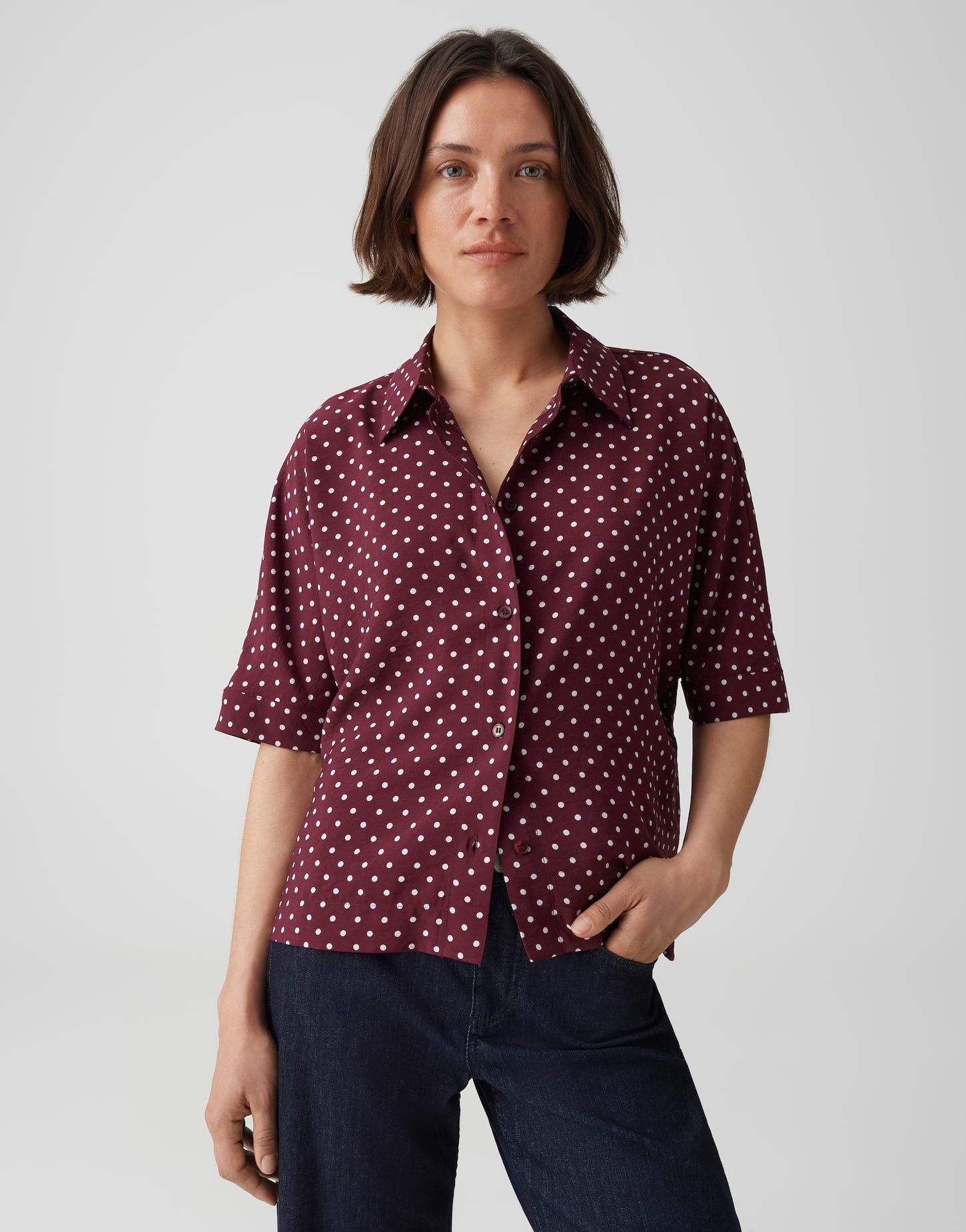 OPUS Kurzarmbluse im Polka Dot Design Regular Fit Vielseitig kombinierbar für casual Looks
