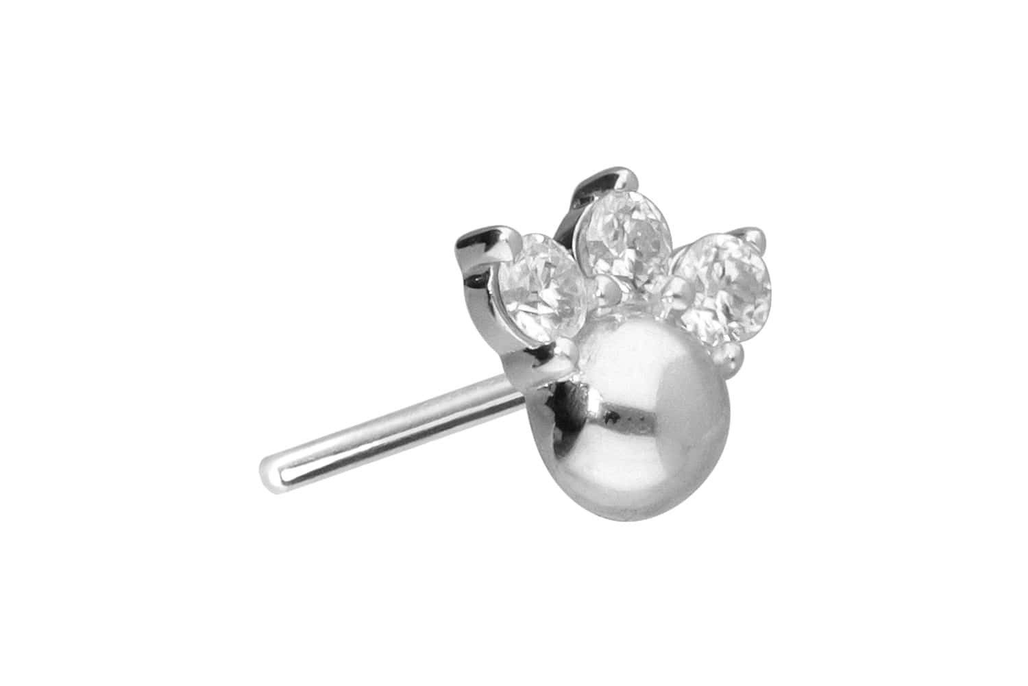 Piercing-Set 14 Karat Gold Aufsatz mit Titan Push Pin 3 MOISSANITE + KUGEL