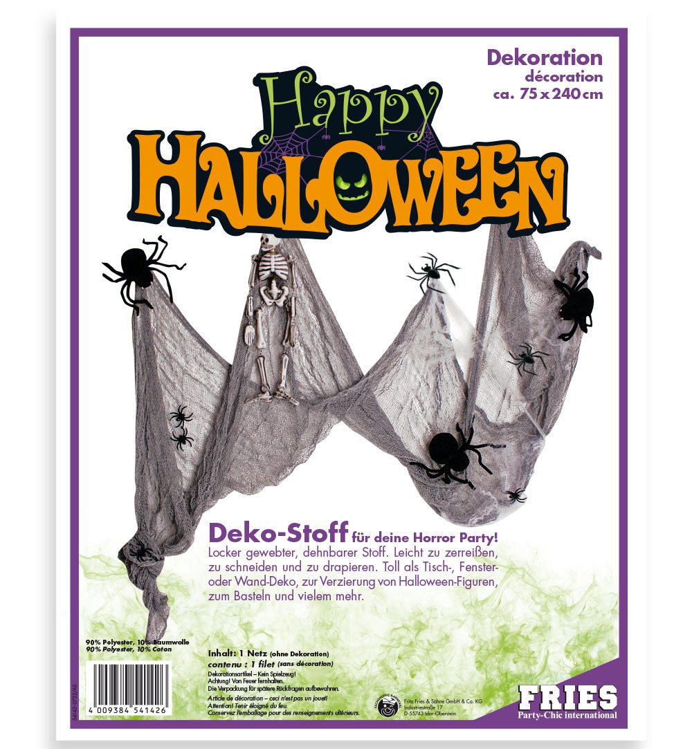 Fries Stoff XXL Horror Deko Stoff Halloween Spinnen 240 cm x 75 cm Wand Tis günstig online kaufen
