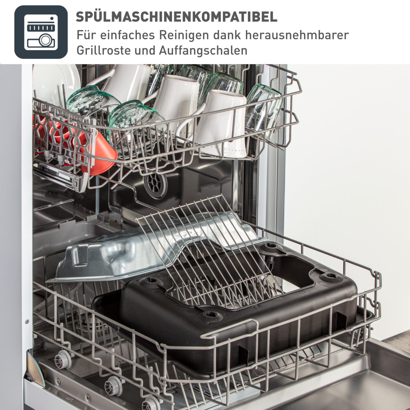 Tefal Tischgrill Easygrill Adjust, wasserbefüllbare Tropfschale gegen Rauch und Gerüche, 2300 W, spülmaschinengeeigneter Rost und Tropfschale, platzsparend, BG90E5