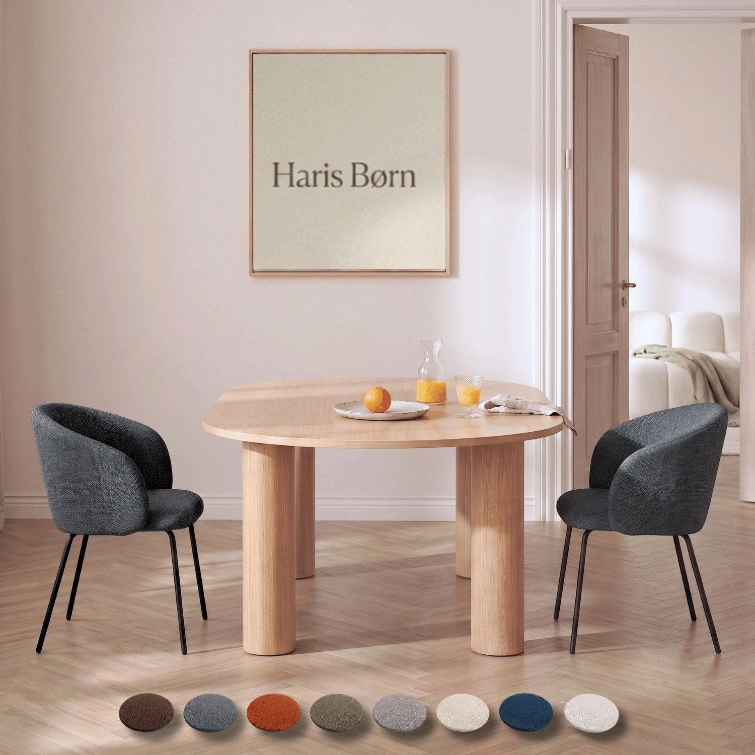 Haris Børn Esszimmerstuhl mit Armlehnen NØR - Hochwertige Polsterstühle für Esszimmer (Set, 2 St), Grau - Premium Esszimmer Stühle & Wohnzimmer Stühle