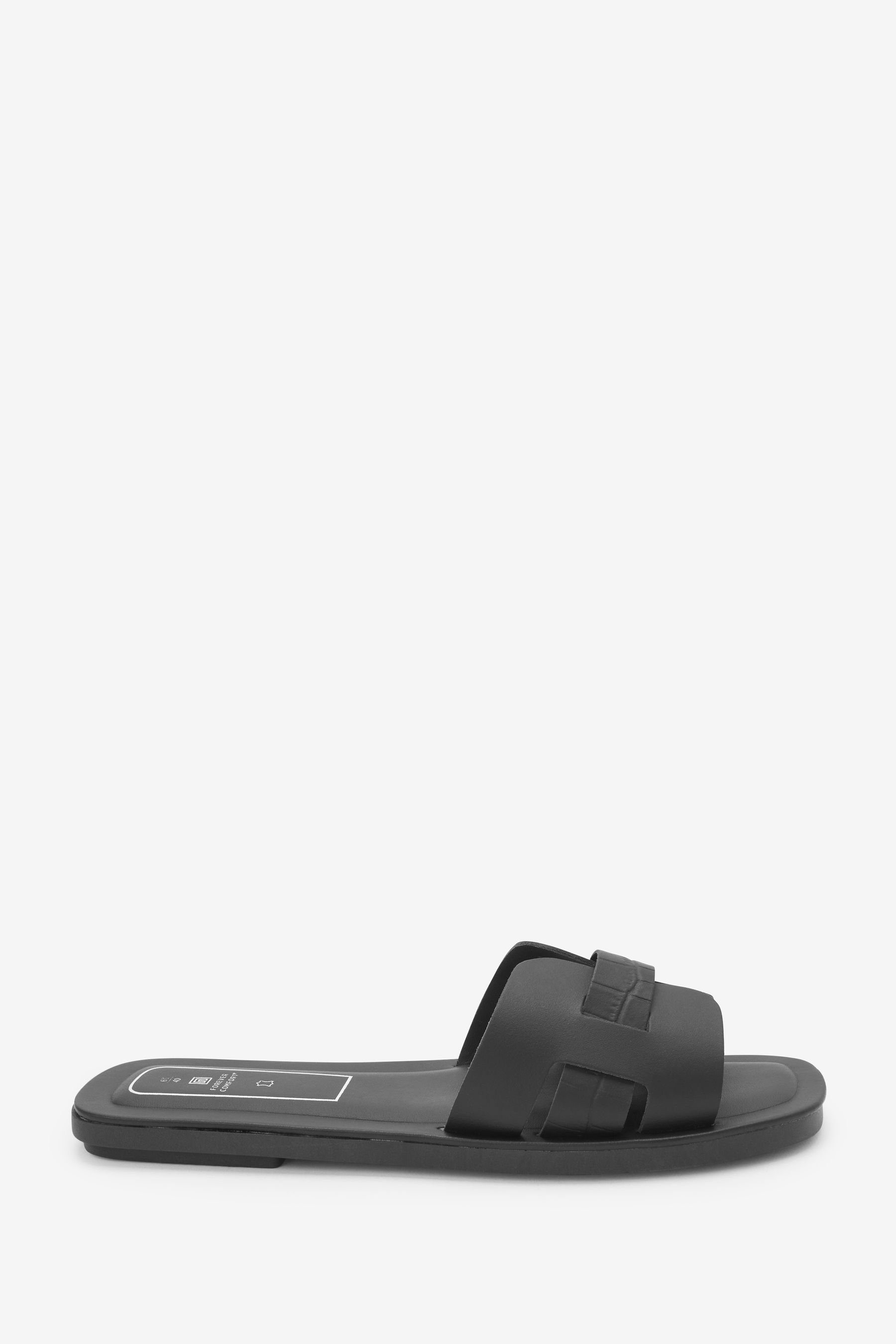 Next Forever Comfort® Croc Pantolette Effect Black (1-tlg) im Lederpantolette Extra-Wide-Fit