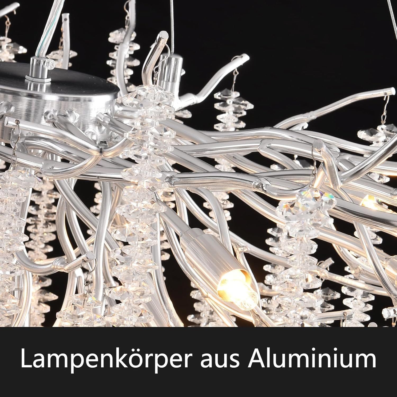 RRBEST Kronleuchter Modern Kronleuchter Kristall Leuchte, Luxus Kristall Pendelleuchte, Dimmbar Kristall Hängeleuchte, für Esszimmer, Wohnzimmer, Schlafzimmer – Bild 4 von 5