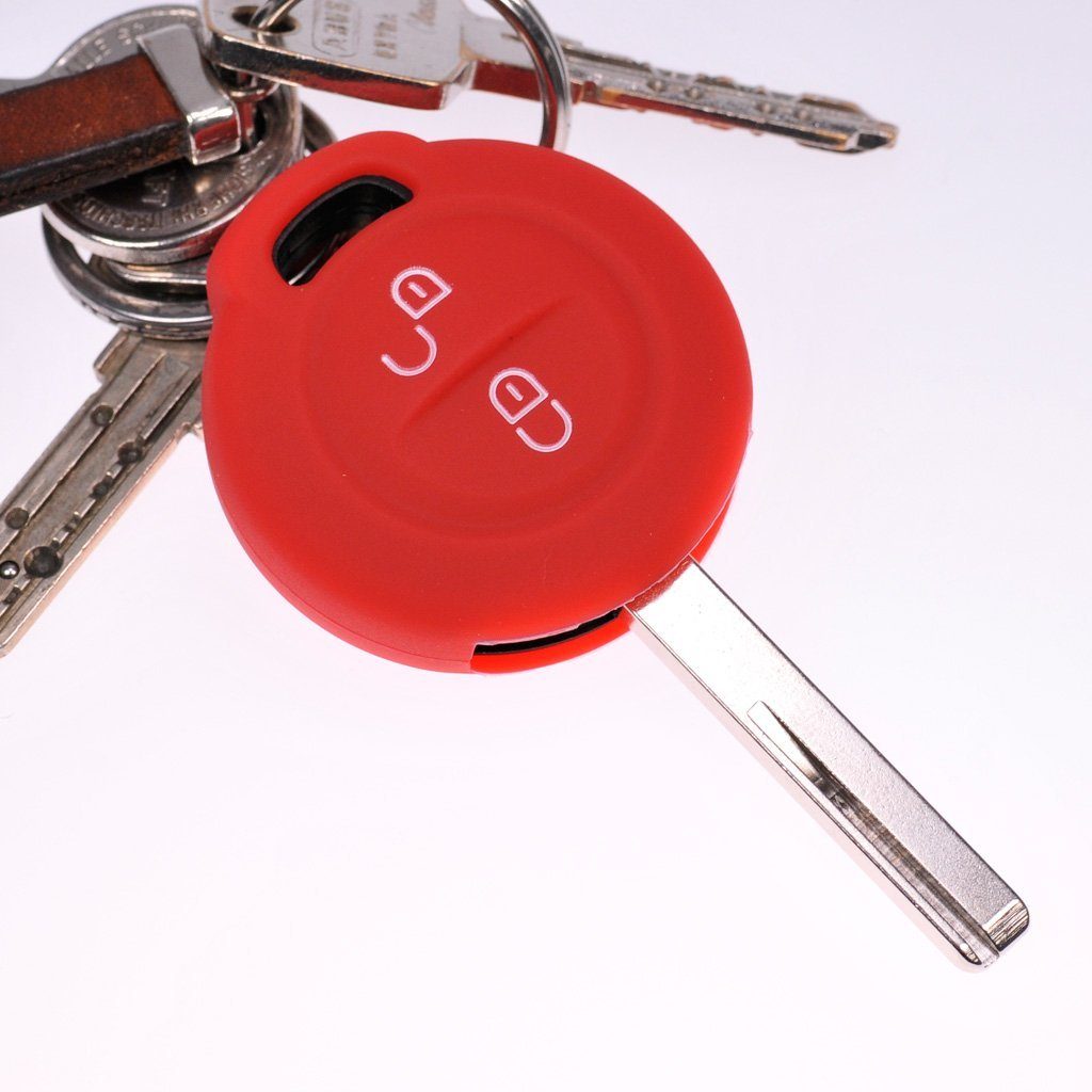 mt-key Schlüsseltasche Autoschlüssel Softcase Silikon Schutzhülle Rot, für Mitsubishi Colt VI Smart Forfour 454 2 Tasten Funk Fernbedienung