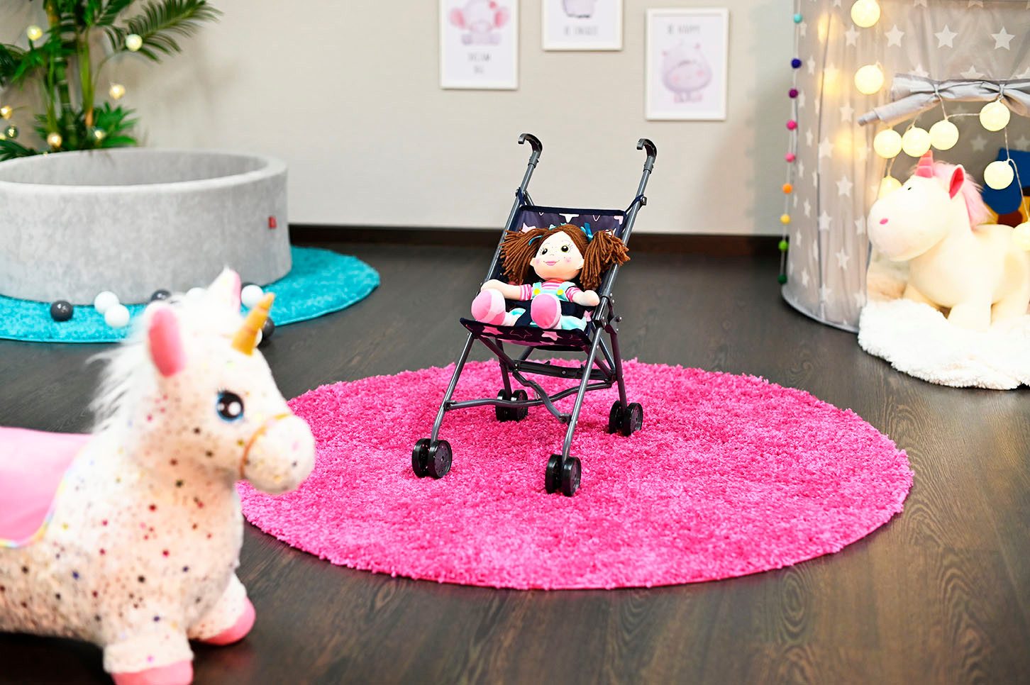 Knorrtoys® Puppenbuggy Sim - star blue pink