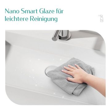EMKE Aufsatzwaschbecken Rechteckiger Aufsatzwaschtisch Hänge Waschbecken Bad mit Hahnloch