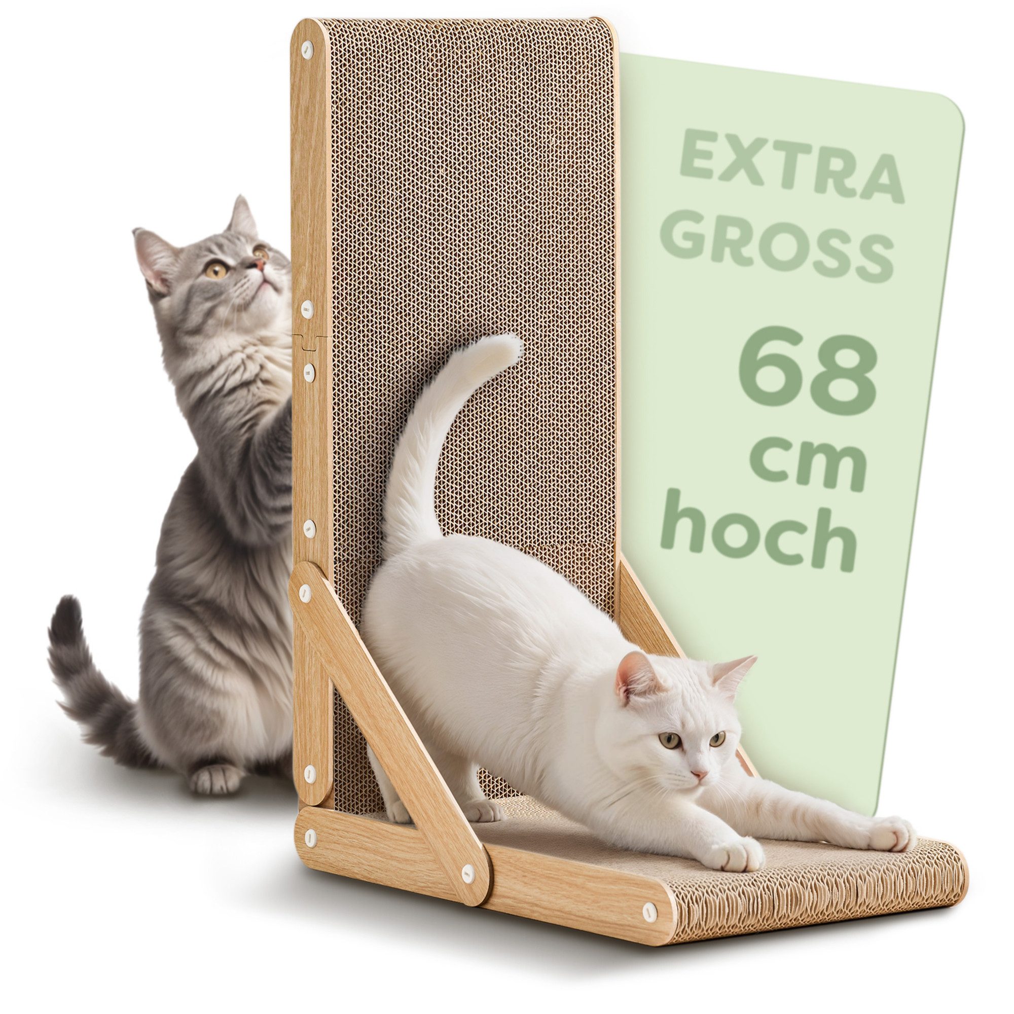 Knupis Kratzbrett Kratzbrett Katze Groß 68 cm – L förmige Kratzpappe für Katzen, (1-tlg), ‎Kippsicher, Leichtgewichtig, Kratzfest, Rutschfest, Einfacher Aufbau