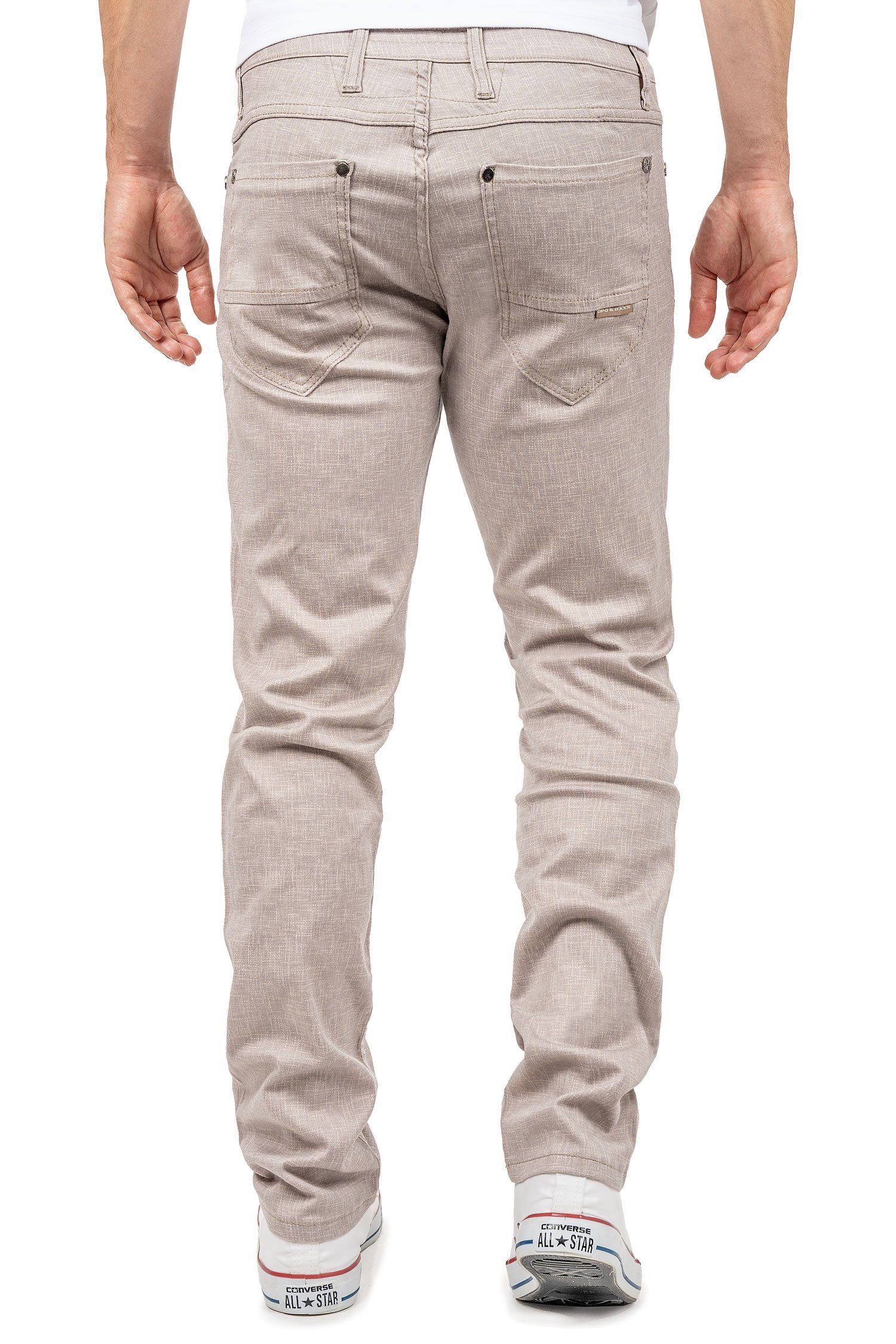 Hose Urbanen Elegante im & Baxx Stoffhose beige BA-CD840 Look Cipo Modernen