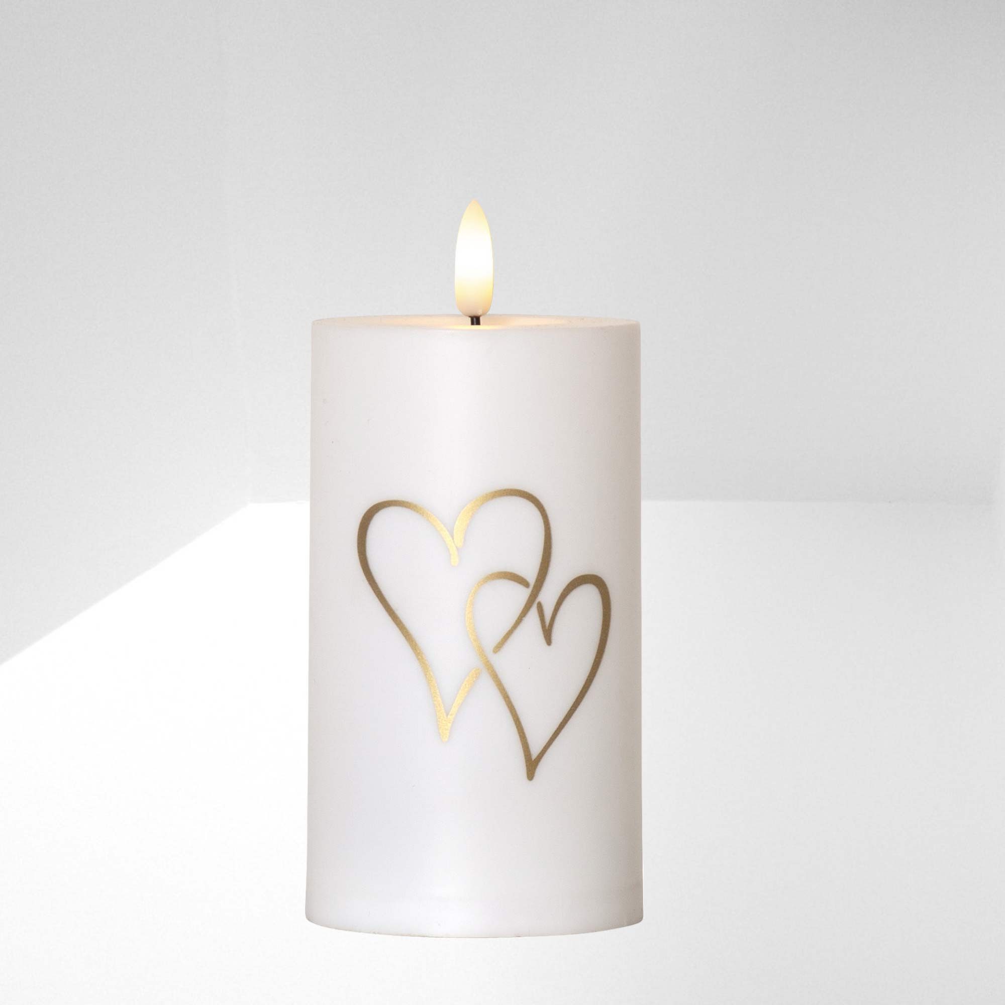 STAR TRADING LED-Kerze Flamme Heart (1-tlg), Grabkerze Kunststoff goldene Herzen Timer Sensor – Bild 4 von 4