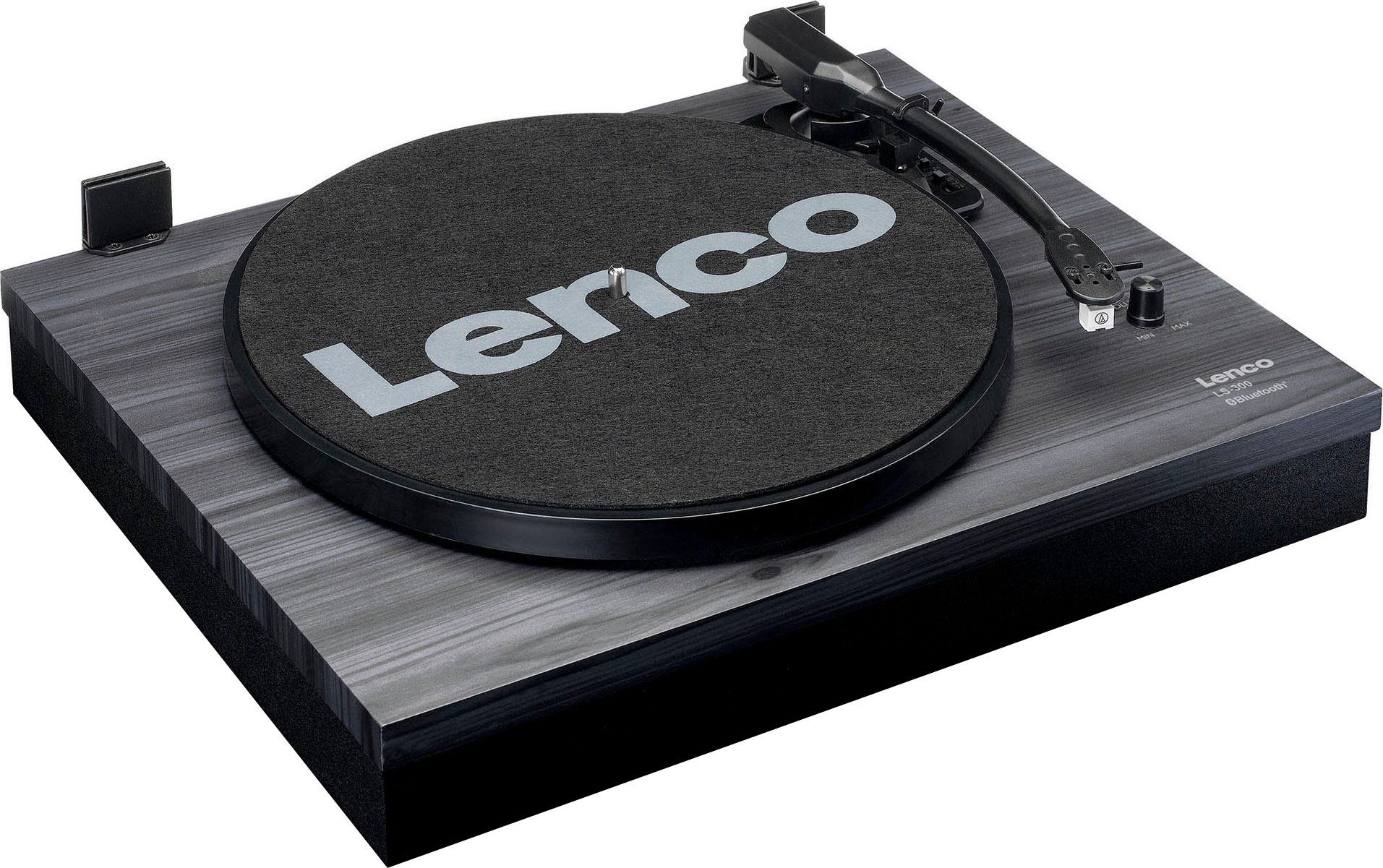 Lenco LS-300BK Plattenspieler mit ext. Lautsprechern Plattenspieler ( Riemenantrieb), Die abnehmbare Staubschutzkappe schützt den Plattenspieler  und hält ihn sauber | Plattenspieler