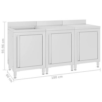 vidaXL Spülenschrank Gastro-Spülenunterschrank 180x60x96 cm Edelstahl (1-St)