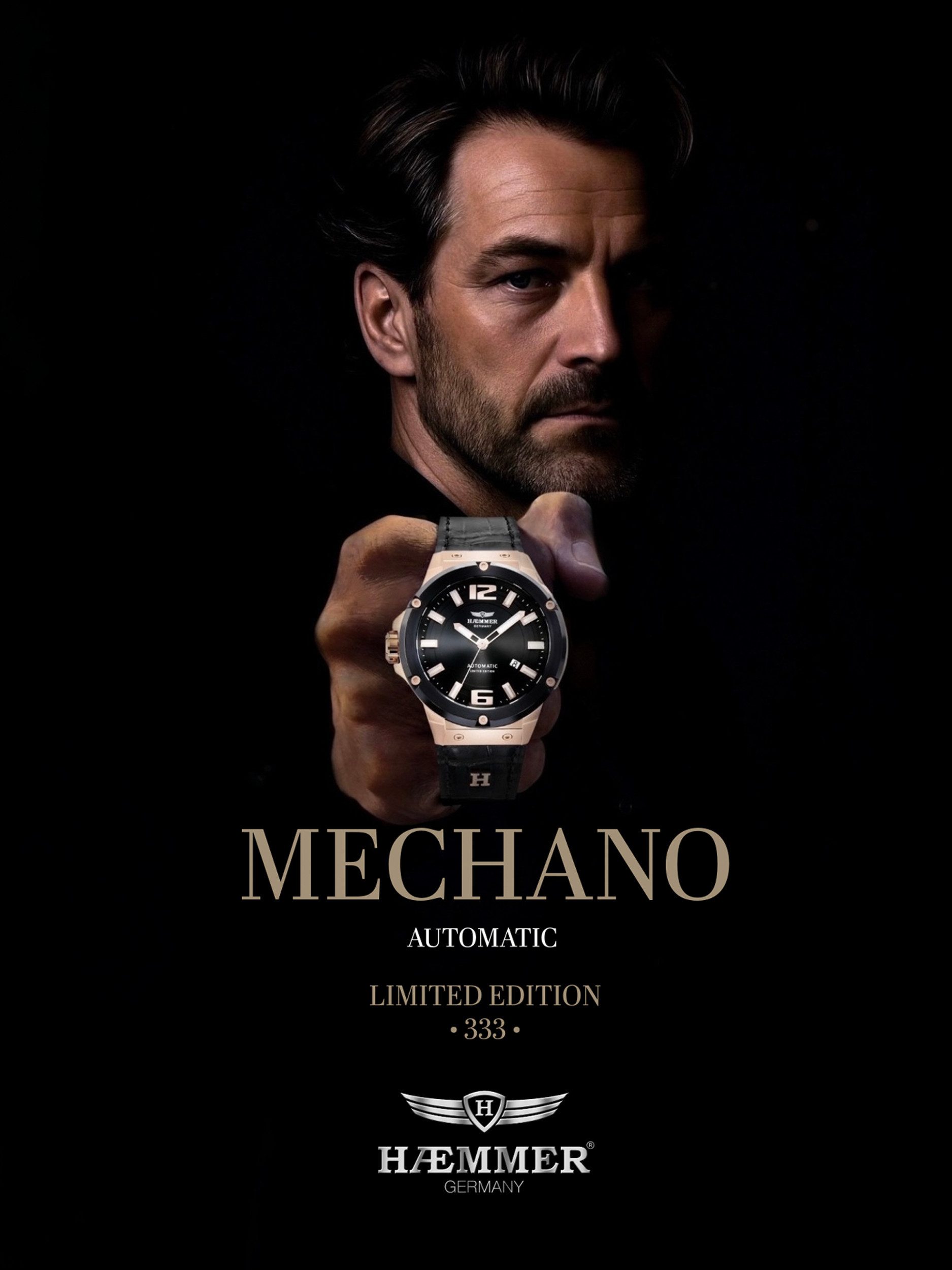 HAEMMER GERMANY Automatikuhr MECHANO MC-001, Armbanduhr, Herrenuhr, Mechanische Uhr, analog, Tag