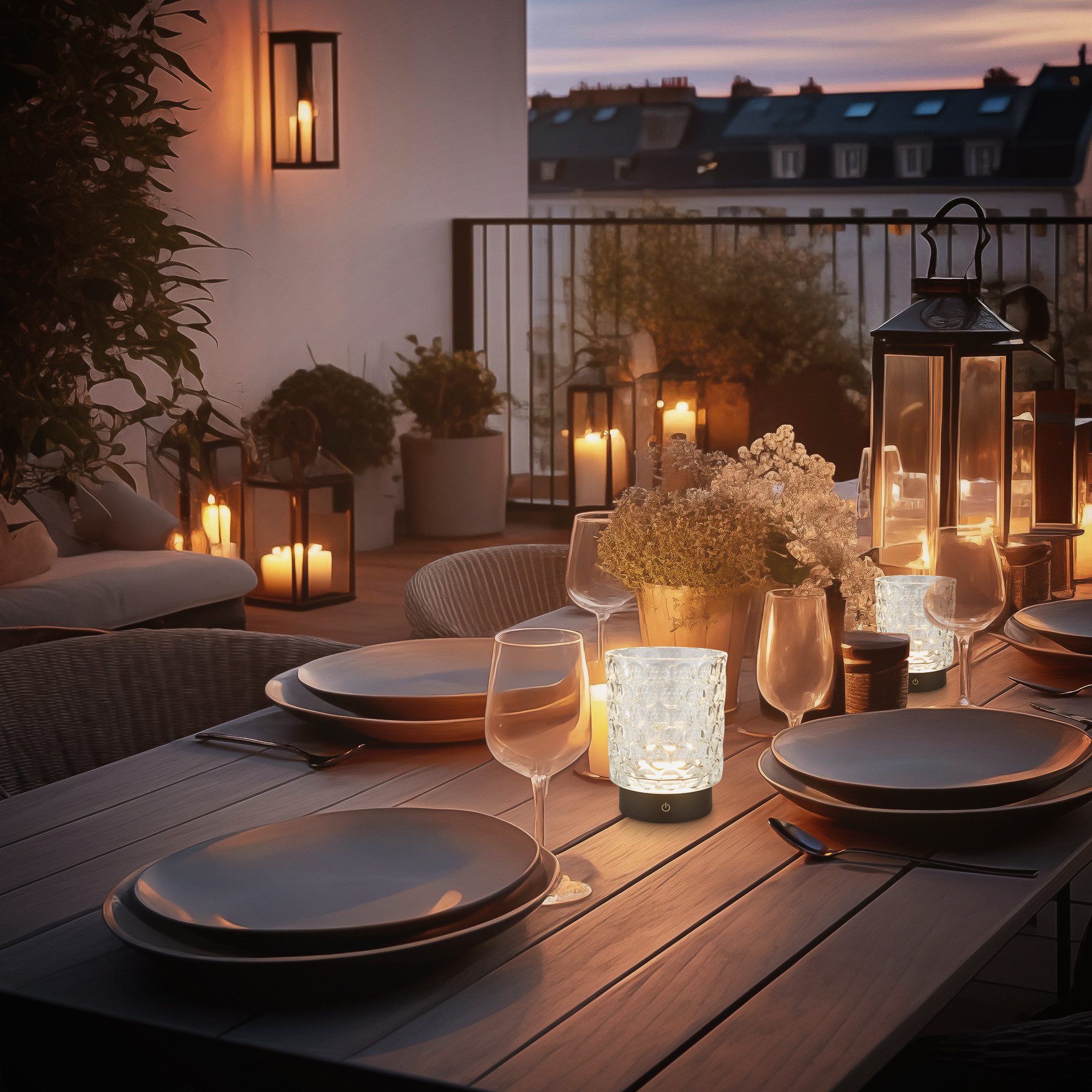 Briloner Leuchten LED Außen-Tischleuchte SUNORA, Dimmfunktion, LED fest integriert, Warmweiß, kabellos 15 x 11 cm Klar 2W Wohnzimmer Flur Outdoor Aussen 2er-Set