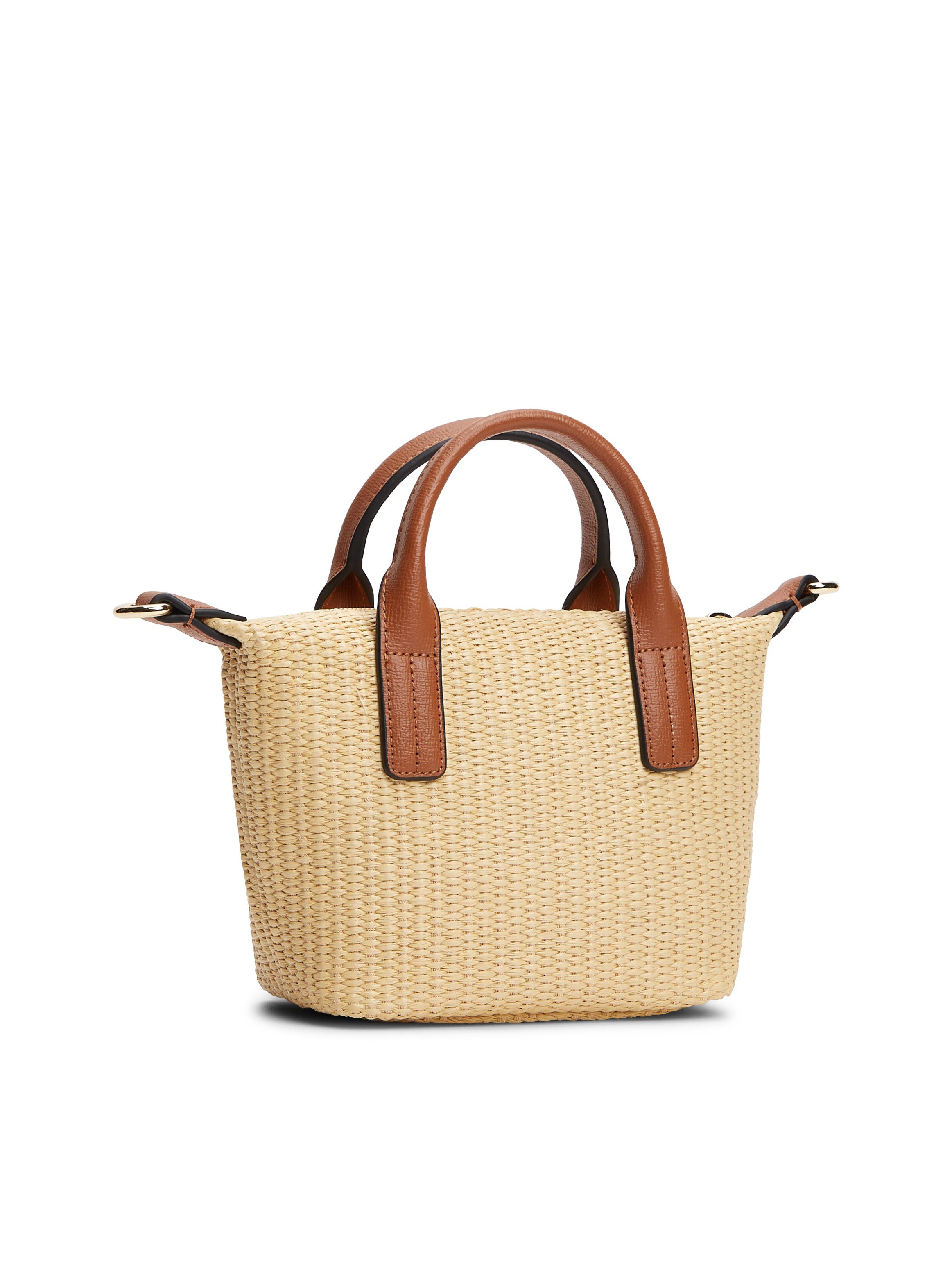 Tommy Hilfiger Tragetasche POPETTE MICRO TOTE RAFFIA, Damen Schultertasche, MiniBag, CrossBody in Flecht-Optik