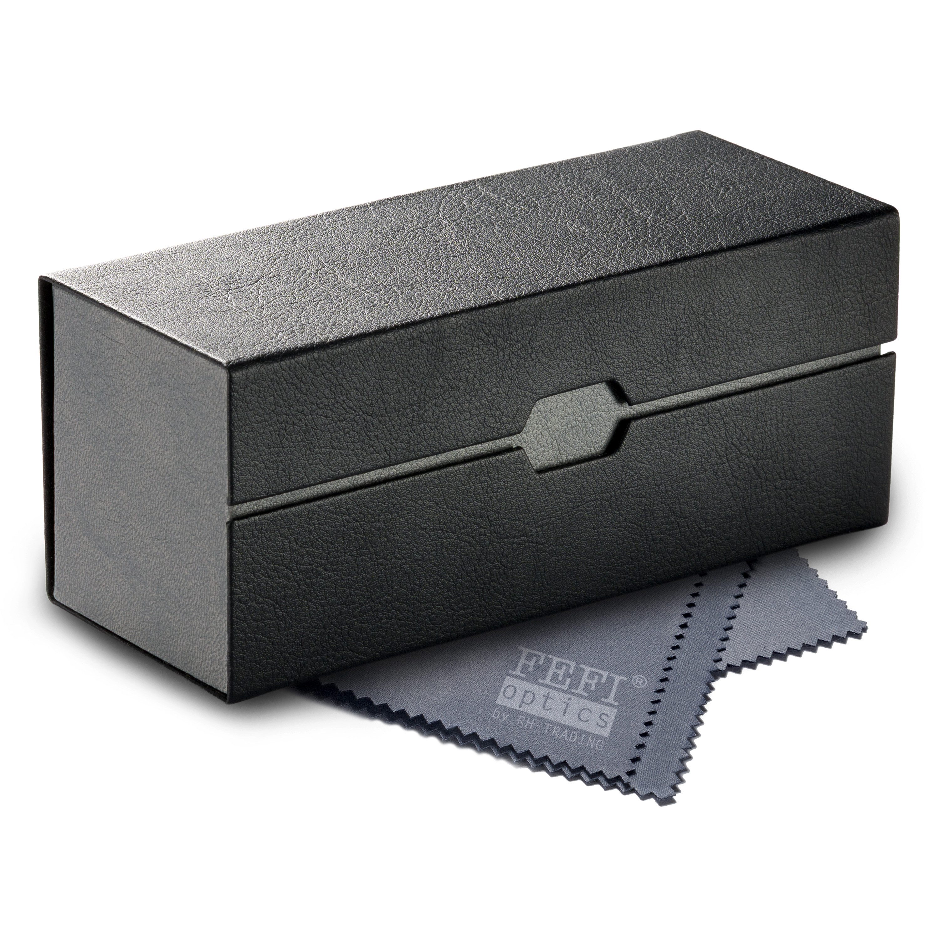 FEFI Brillenetui Hardcase Doppel-Brillenetui „DUO“ für zwei Brillen, Set aus 1 Etui + hochwertigem Mikrofasertuch