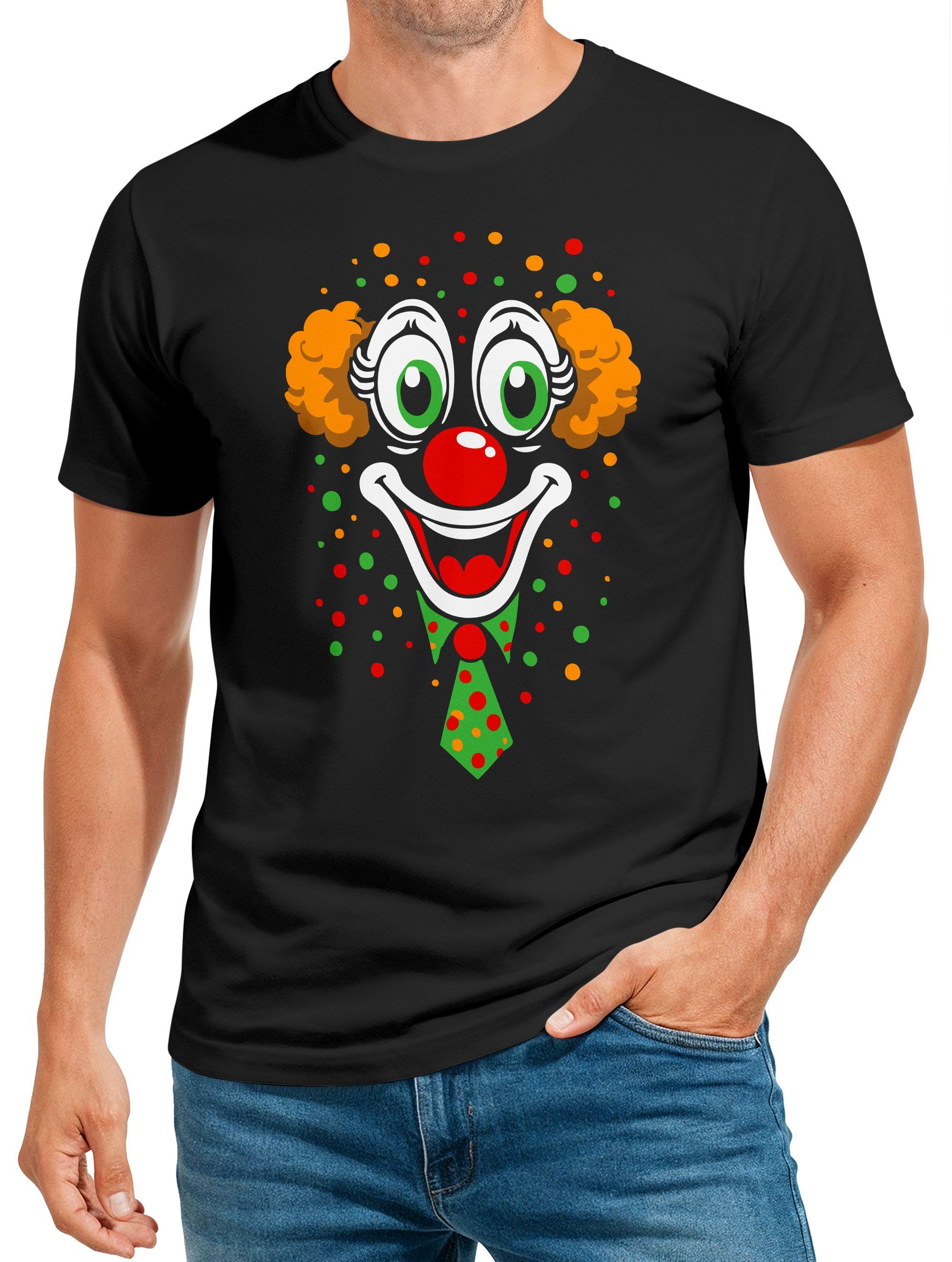 MoonWorks Print-Shirt Herren T-Shirt Clown Gesicht Fasching Karneval Kostüm-Ersatz mit Print