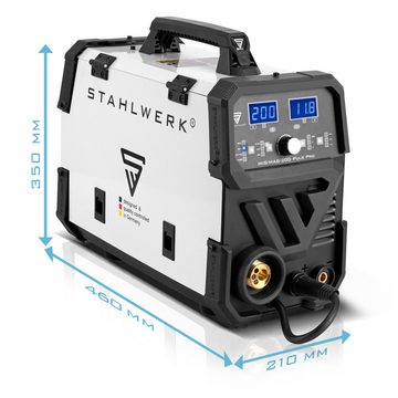 STAHLWERK Inverterschweißgerät MIG MAG 200 Puls Pro IGBT Schutzgas Schweißgerät, 20 - 200 A, Aluminium-Schweißen