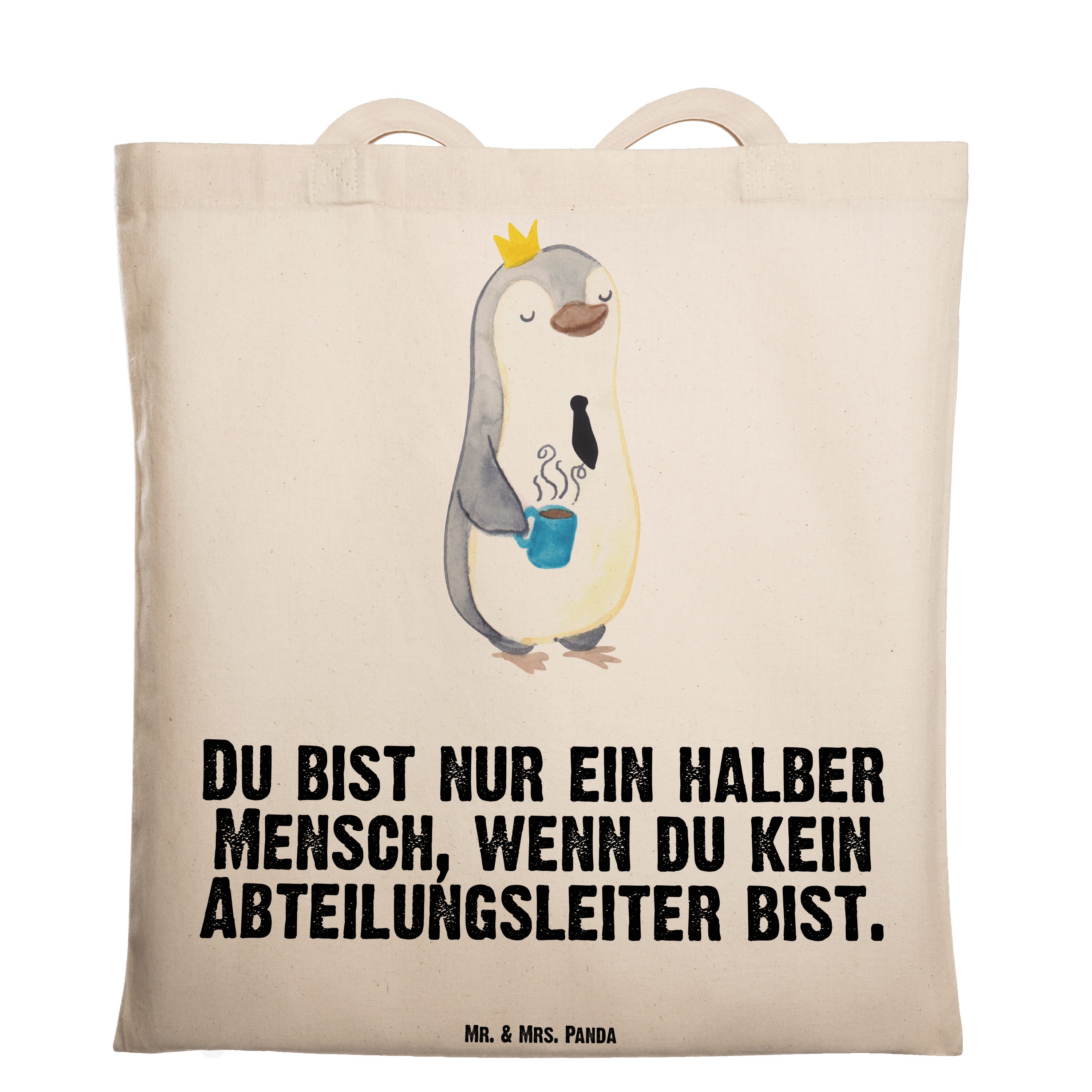Transparent & Mrs. Herz - mit Mr. Panda (1-tlg) - J Geschenk, Einkaufstasche, Abteilungsleiter Tragetasche