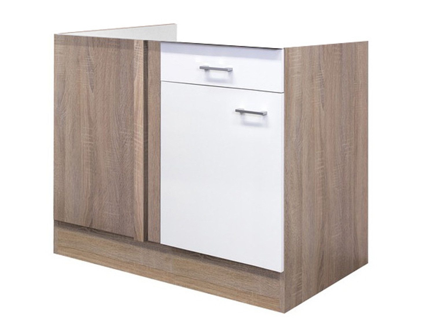 Flex-Well Eckunterschrank Eckunterschrank Küche ohne Arbeitsplatte - 110 cm breit - Weiß Sonoma