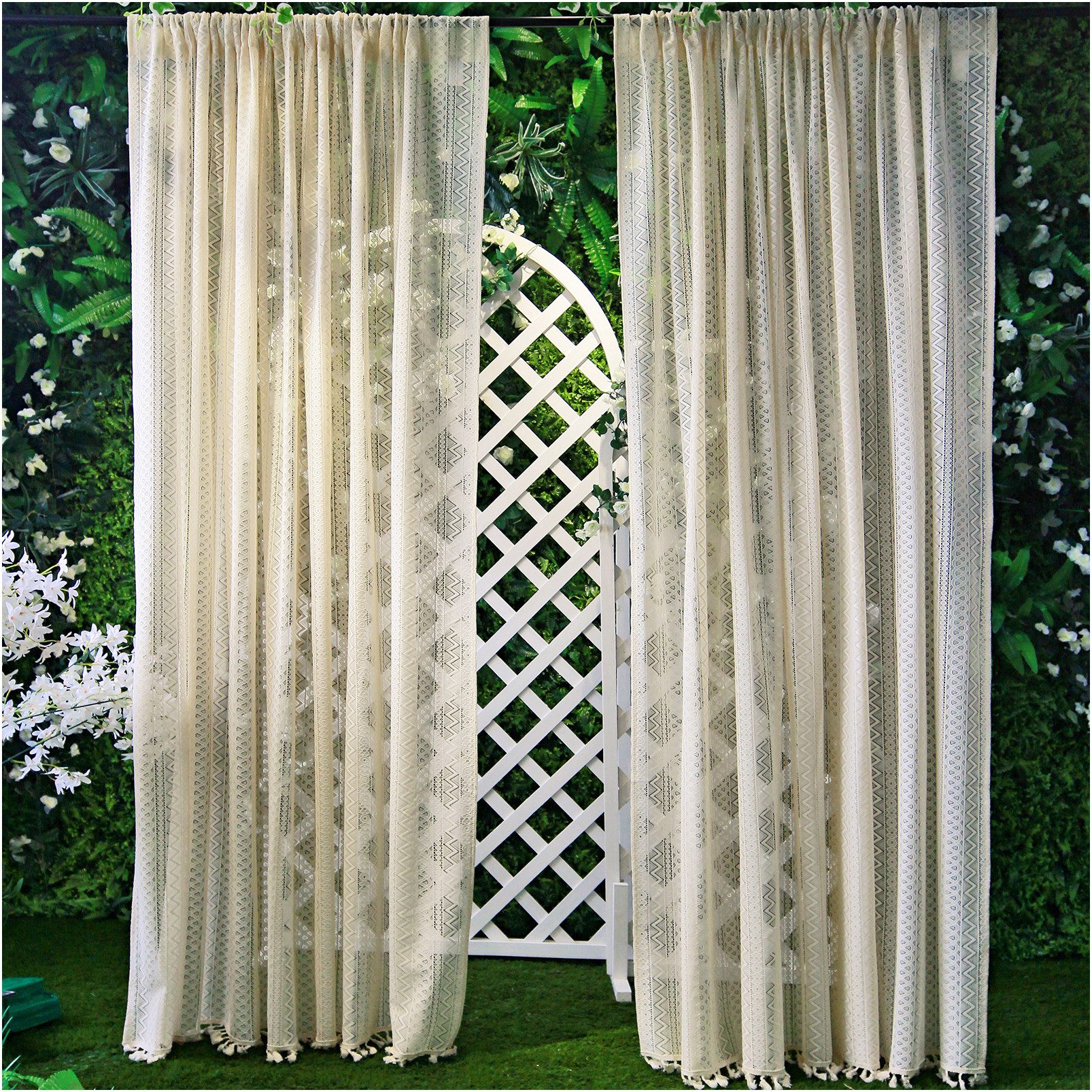 Sunicol Vorhang Vintage, Quasten Fenster Sheer Drapes Screening Türvorhang, günstig online kaufen
