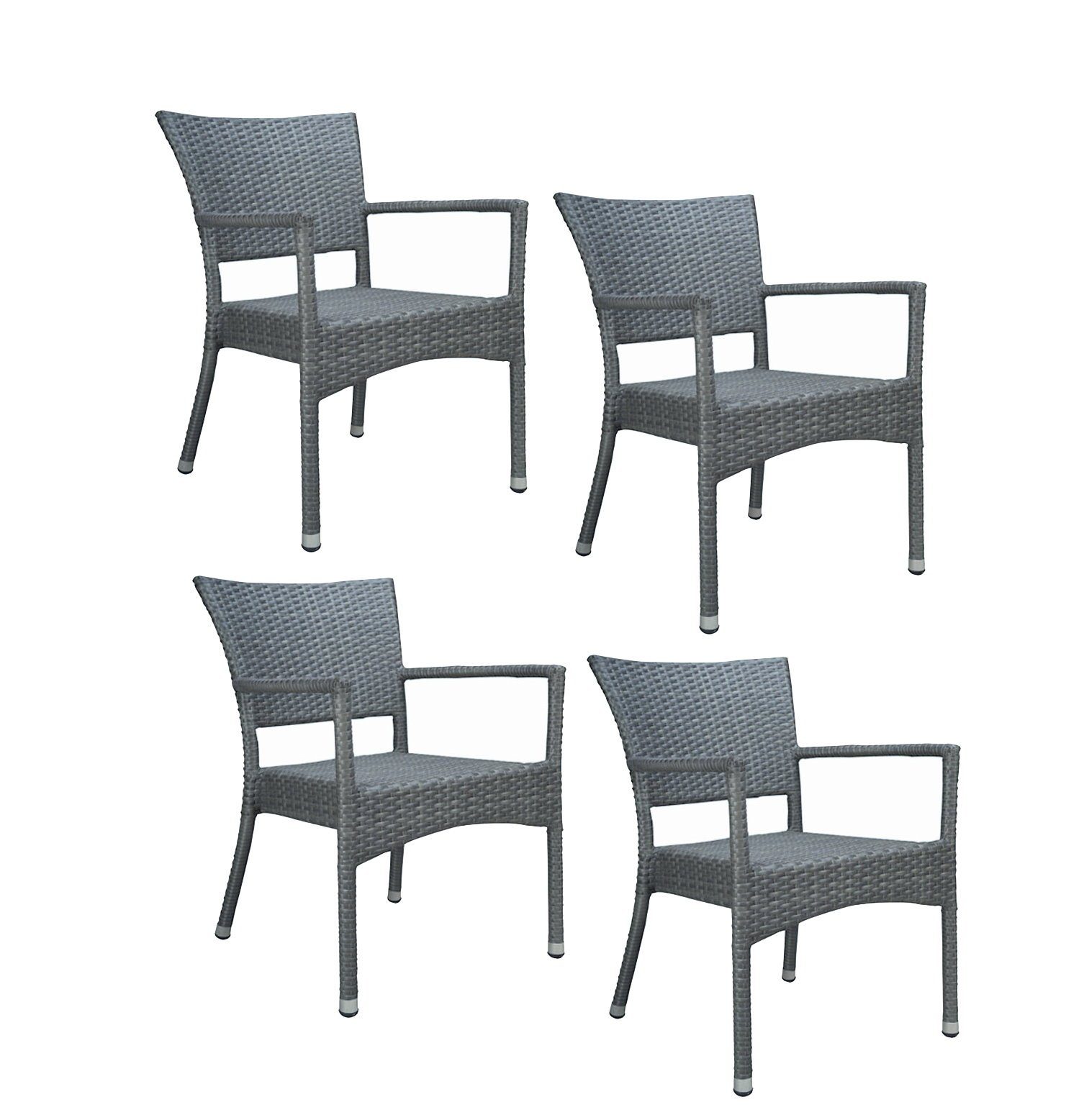 Konway Stapelstuhl ROM (4 St), 4x KONWAY® ROM Stapelsessel Quarz Premium Polyrattan Sessel
