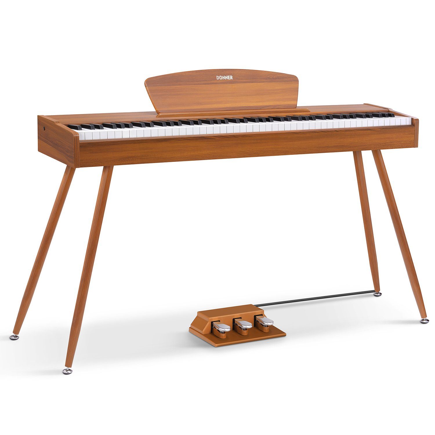 Donner Digitalpiano Digitalpiano Keyboard 88 Tasten gewichtete Tastatur E-Piano DDP-80 (Set, mit Notenständer, Dreifachpedal, Netzteil), Volle Größe, für Anfänger,Elektrisches Tastaturklavier zu Hause