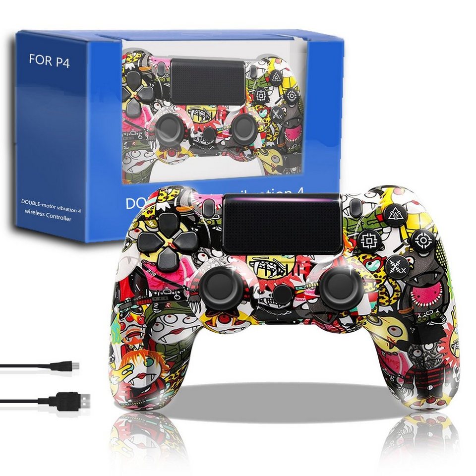 KINSI Gamepad, Game Controller, Wireless, Bluetooth, für PS4 PlayStation 4- Controller, Komfortable Tasten, hohe Empfindlichkeit