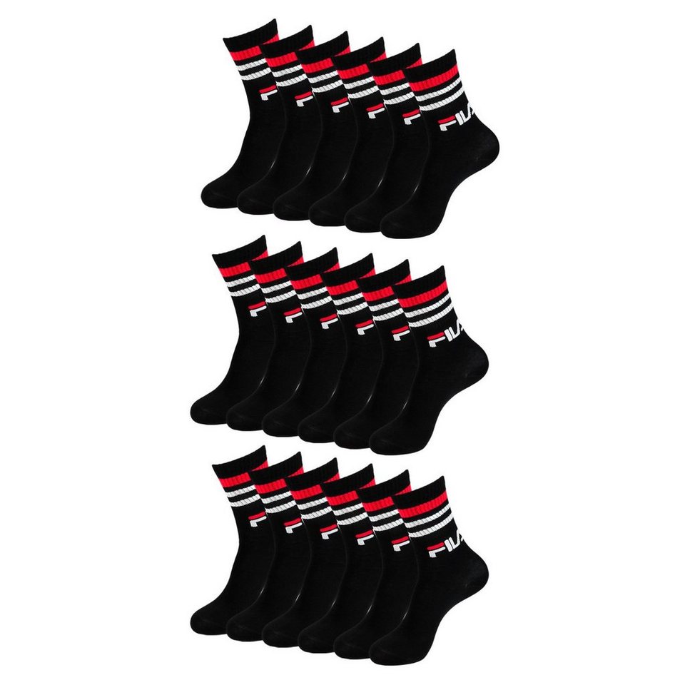 Fila Langsocken Crew Socks Calze (9-Paar) im sportlichen Retrolook mit  Rippbündchen