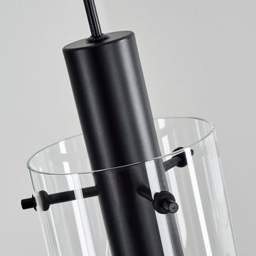 hofstein Hängeleuchte »Scaletta« moderne Hängelampe aus Metall/Glas in Schwarz/Klar, ohne Leuchtmittel, Leuchte mit Schirmen aus Echtglas, Höhe max. 148cm, 5xE27