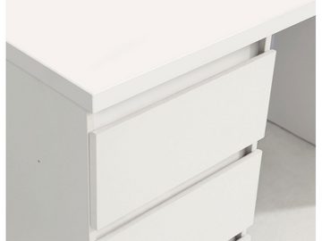 möbelando Schreibtisch Balu, Moderner Schreibtisch aus Spanplatte in Weiß Matt mit 3 Schubkästen. Breite 108 cm, Höhe 72,5 cm, Tiefe 50 cm