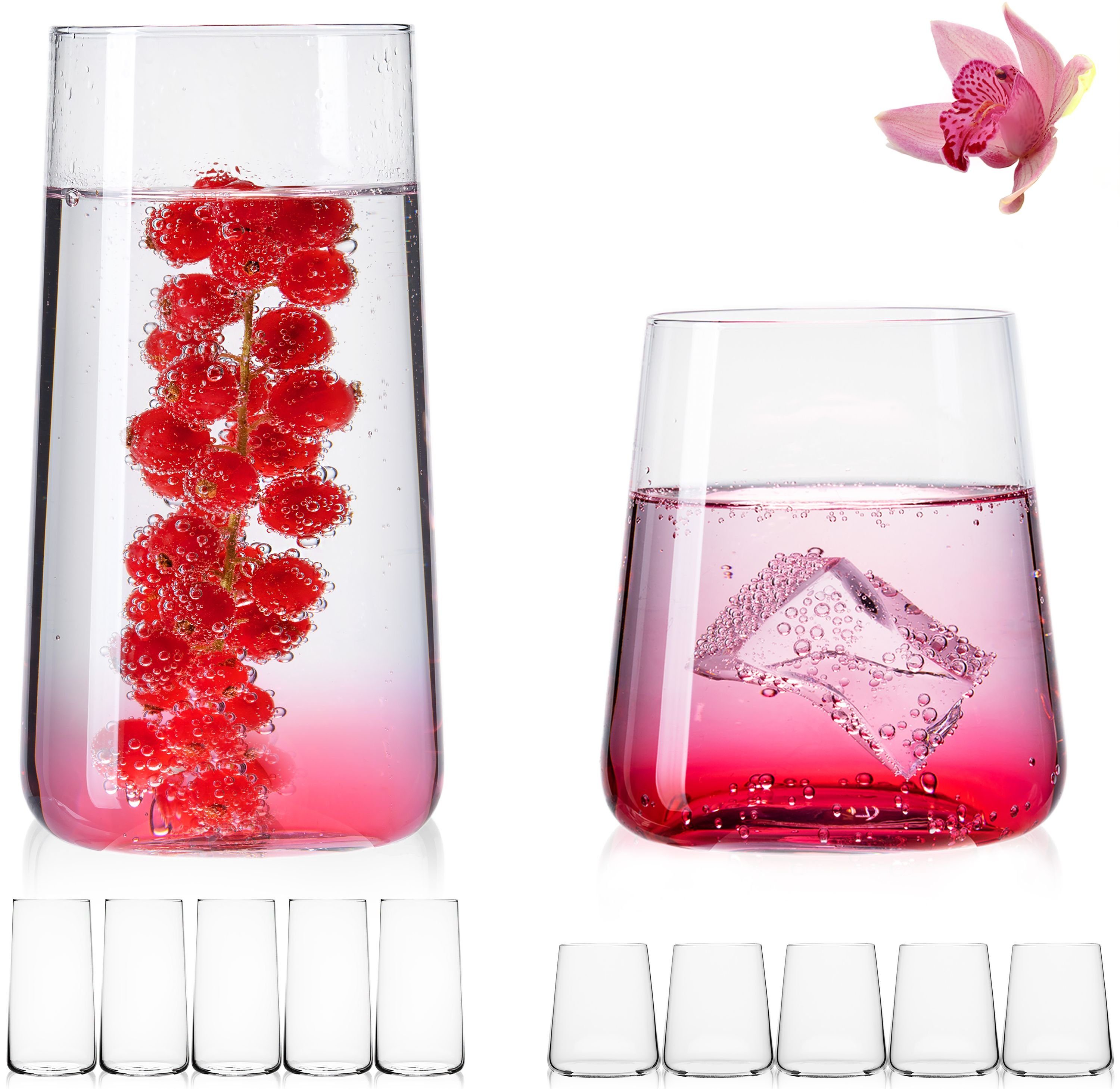 IMPERIAL glass Glas Trinkgläser Set 450ml & 550ml, Glas, Wassergläser Saftgläser Longdrinkgläser Cocktailgläser