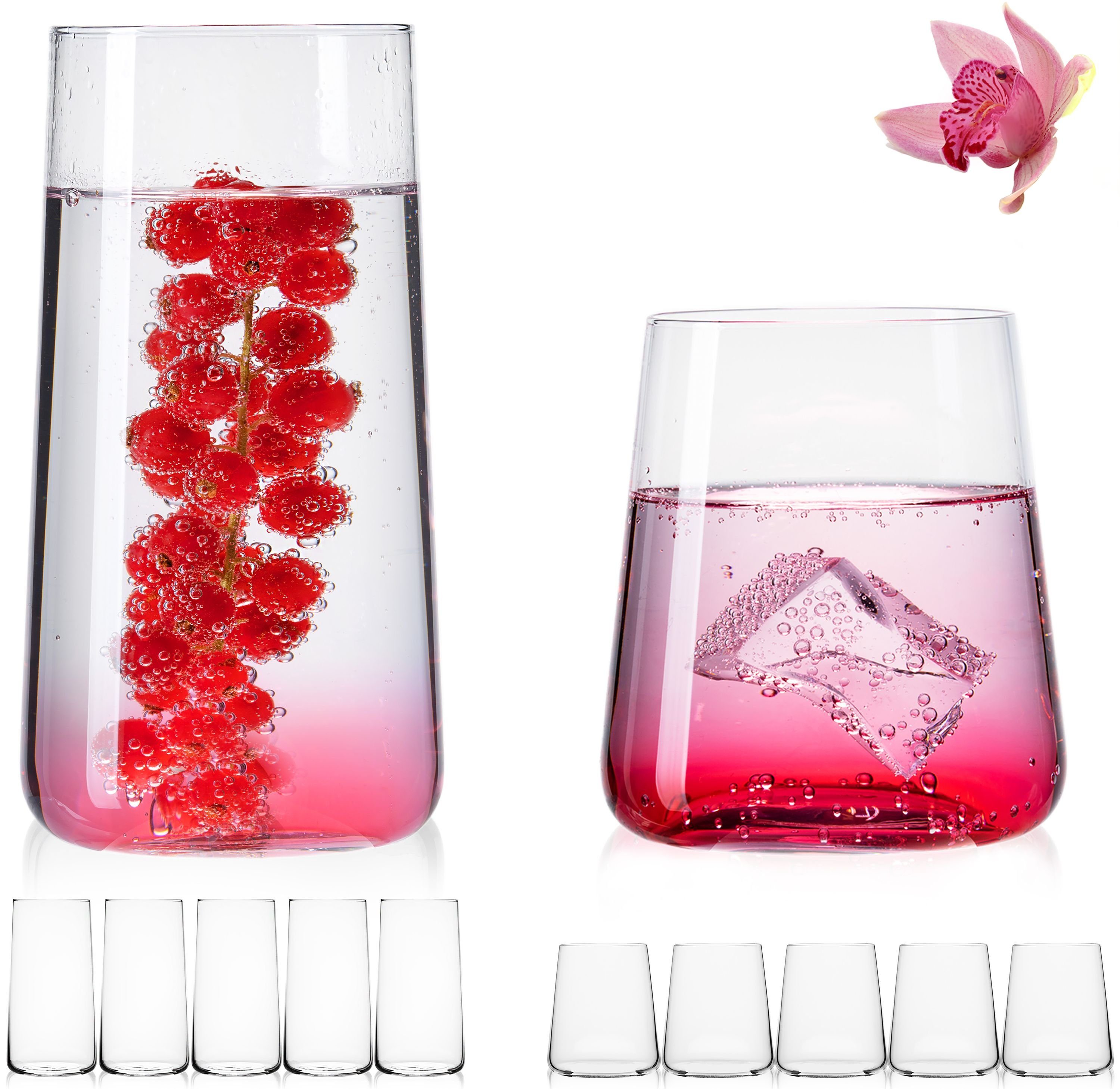 12 Stück  Glas Trinkglas Longdrink Wassergläser Trinkgläser Cocktailglas 