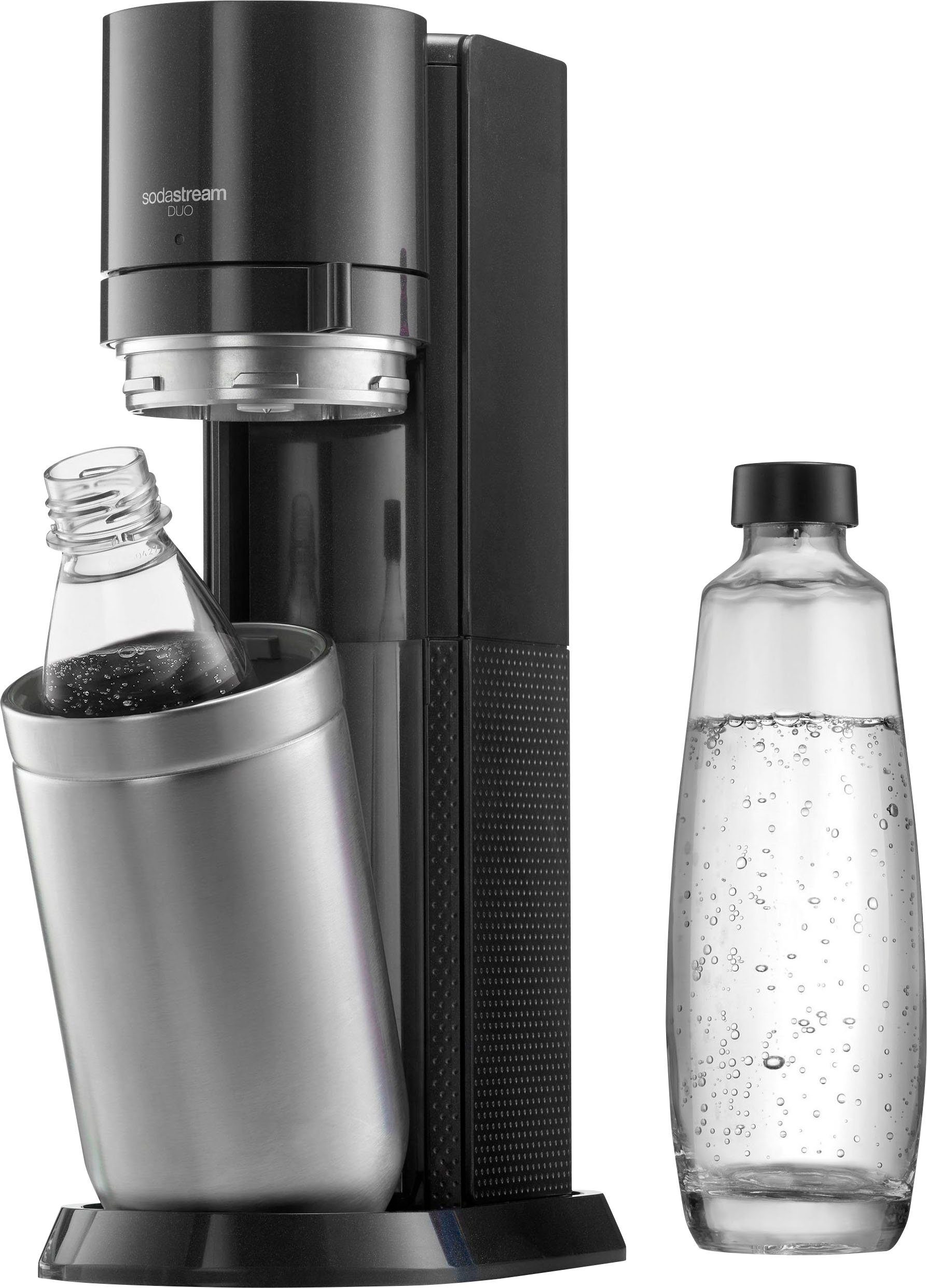 SodaStream Wassersprudler DUO, (Set, 3-tlg), Umsteiger,+Glasflasche,Kunststoffflasche, KEIN CO2-Zylinder