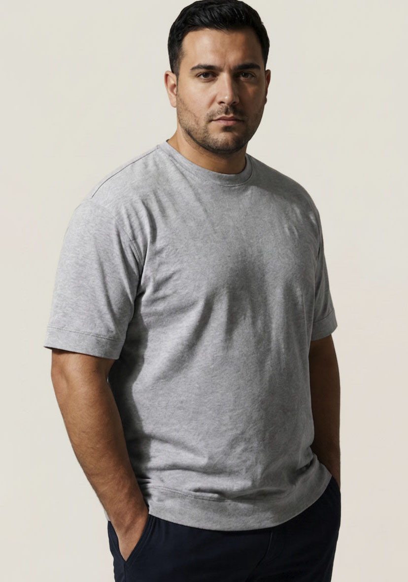 Man's World Plus Rundhalsshirt auch in Grosse Größen bis Gr. 7XL Bauch-Fit mit breitem Saumbündchen (2er-Pack) Regular Fit, Kurzarm, unifarben, auch in großen Größen