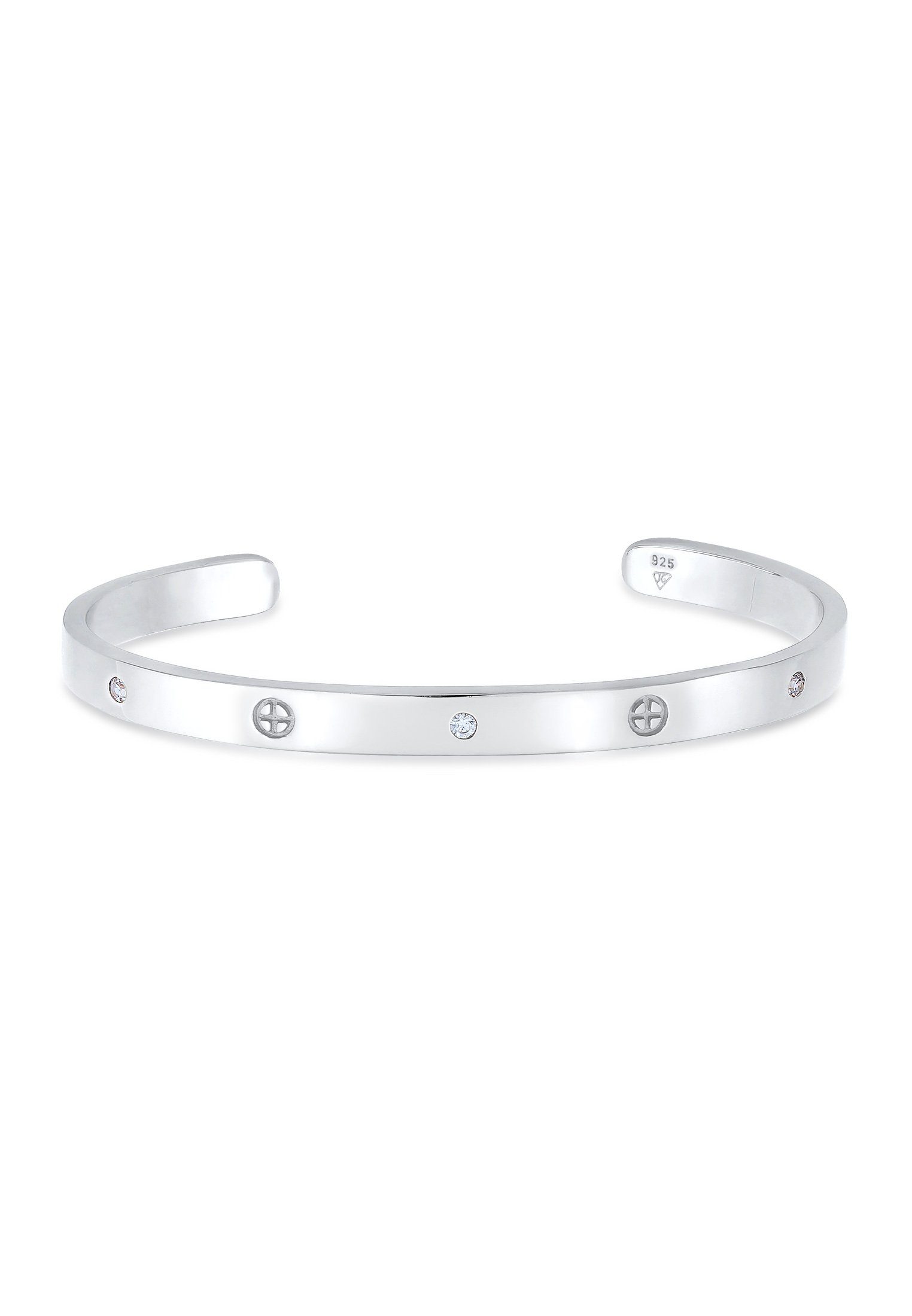 Armreif Geo Bangle Kreuz Minimal Zirkonia 925 Silber