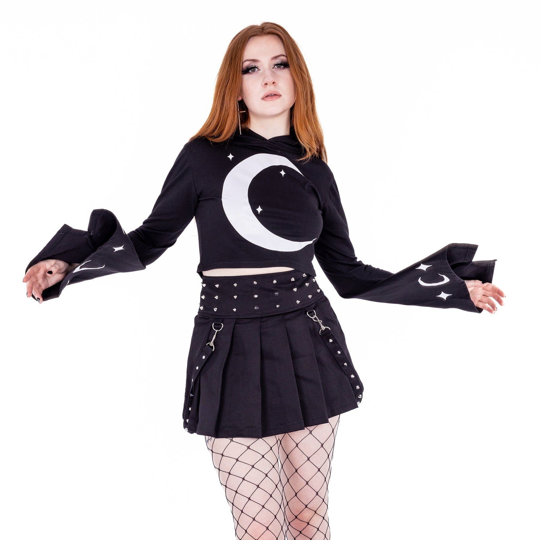 Vixxsin A-Linien-Rock Lorena Gothic Goth Riemen Metal Nieten Strapsen Punk Skirt