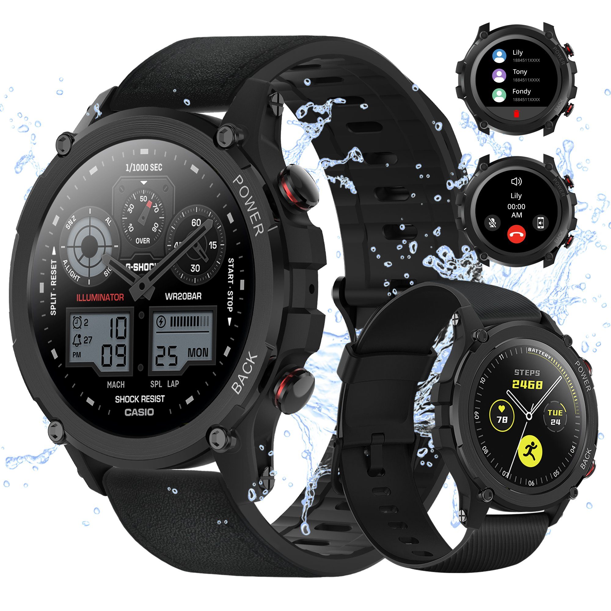 Tisoutec Smartwatch Damen Herren Smartwatch Smartwatch (Fitnessuhr mit  Telefonfunktion/WhatsApp Notiz,Smartwatch Fitness Tracker Uhr IP68  Wasserdicht,1.32