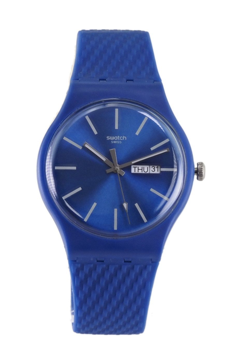 Swatch Quarzuhr Swatch Damen Herren Quarz Uhr SUON711 BRICABLUE X31, (Silber)