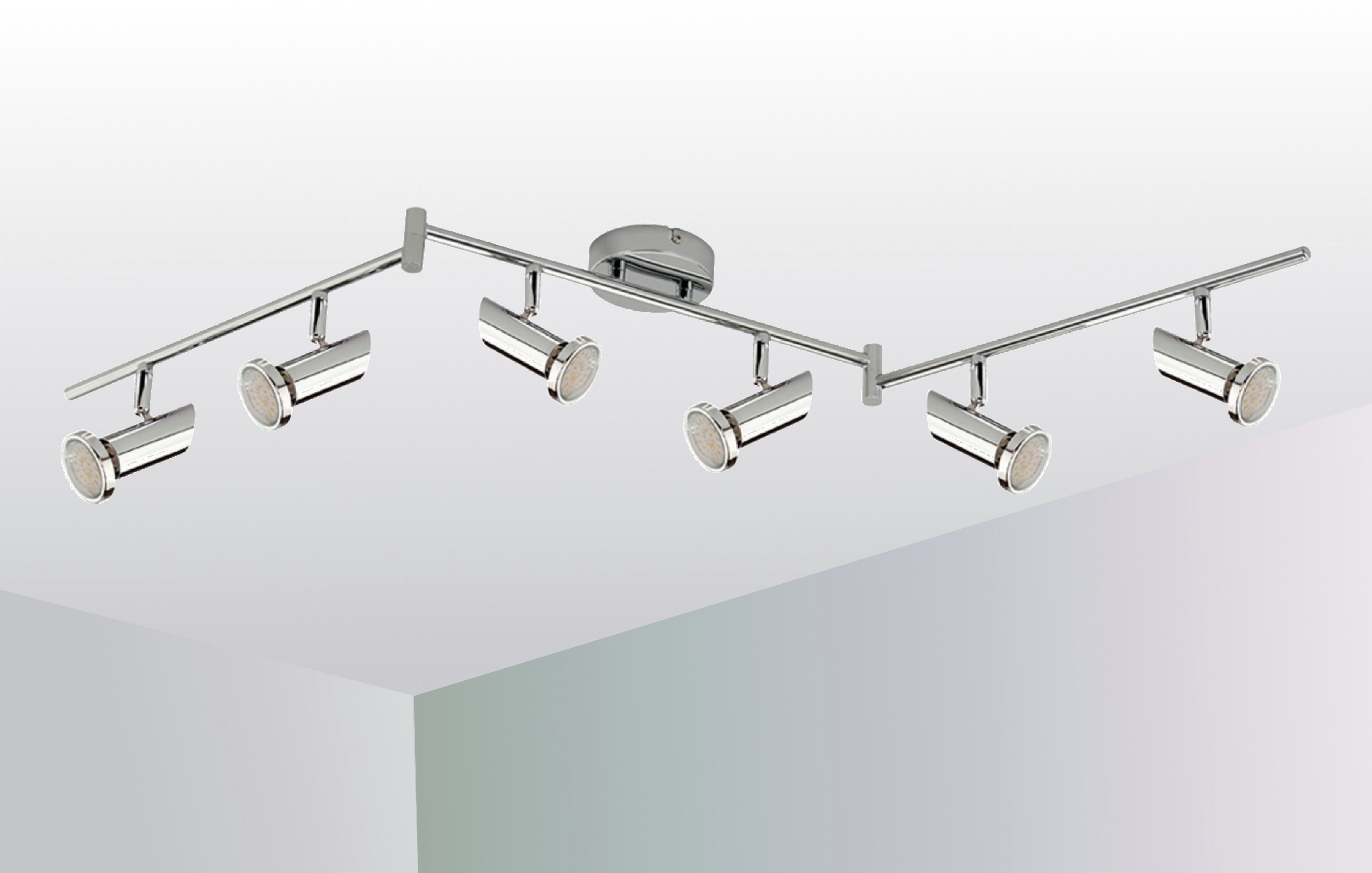 TRANGO LED Deckenspots, 6-flammig 2000-068 LED Wohnzimmer Lampe MIA in Chrom-Optik inkl. 6x 3 Watt GU10 LED Leuchtmittel - Deckenlampe - Deckenstrahler - Deckenleuchte, Schlafzimmer Leuchte schwenkbar und drehbar