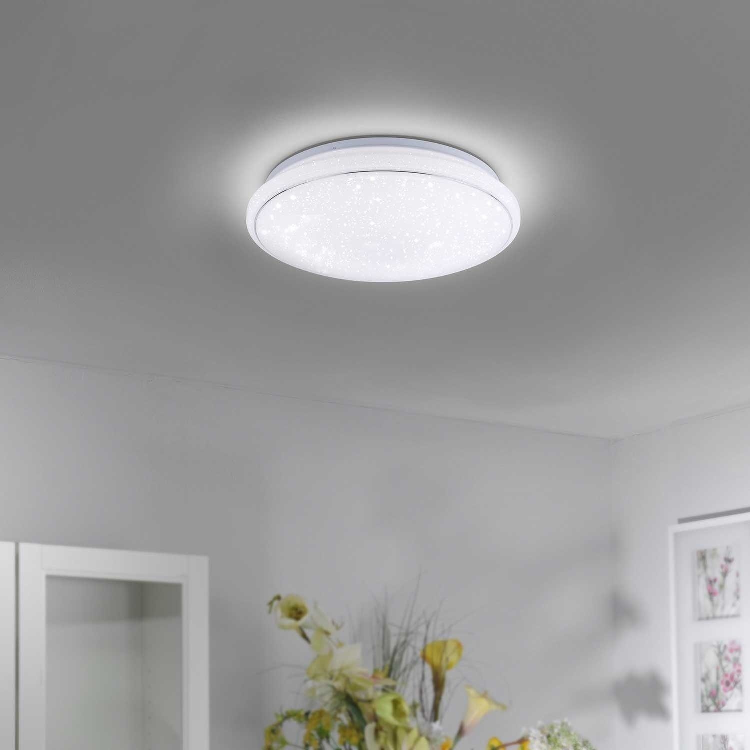 JUST LIGHT LED Deckenleuchte LOLA-SMART JUPI, 1-flammig, Ø 44 cm, Weiß, Anpassung der Farbtemperatur, Dimmfunktion, RGB-Farbwechsel, LED fest integriert, Neutralweiß, Warmweiß, LED Deckenlampe