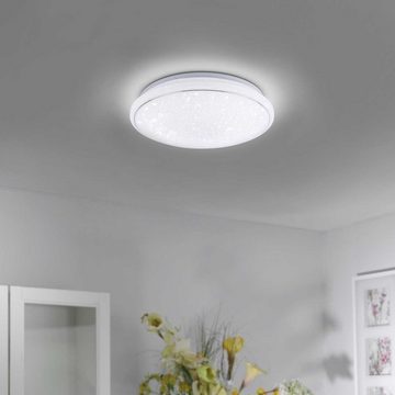 JUST LIGHT LED Deckenleuchte LOLA-SMART JUPI, 1-flammig, Ø 44 cm, Weiß, Anpassung der Farbtemperatur, Dimmfunktion, RGB-Farbwechsel, LED fest integriert, Neutralweiß, Warmweiß, Sternenhimmel, App-Steuerung, Fernbedienung, LED Deckenlampe